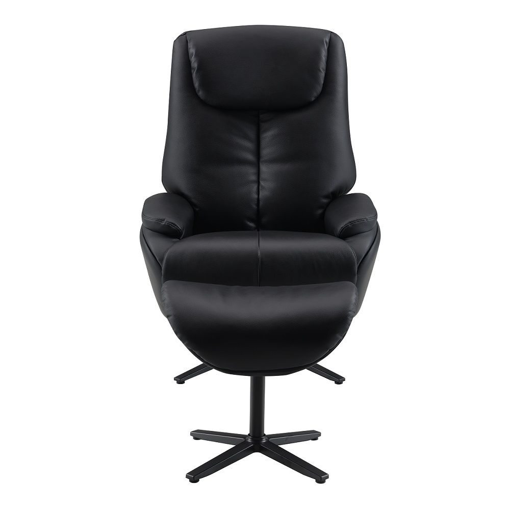 Labonita - Motion Accent Chair With Swivel & Ottoman - Black Top Grain Leather & Black, black, view 8