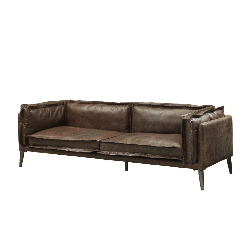 Porchester - Sofa - Distress Chocolate Top Grain Leather, dark brown