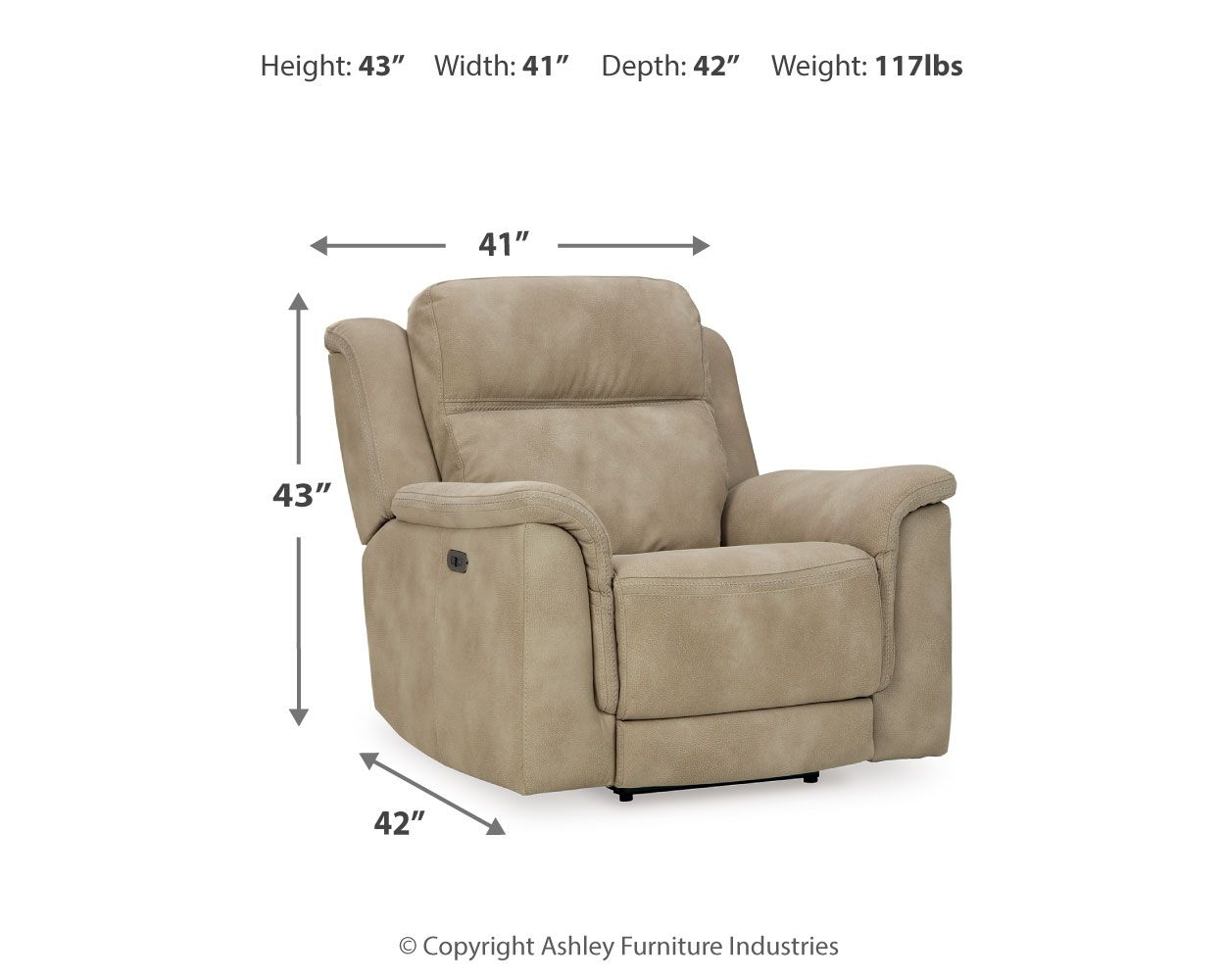 Ashley Furniture Next-Gen Durapella - PWR Recliner/Adj Headrest - Sand - Image 4