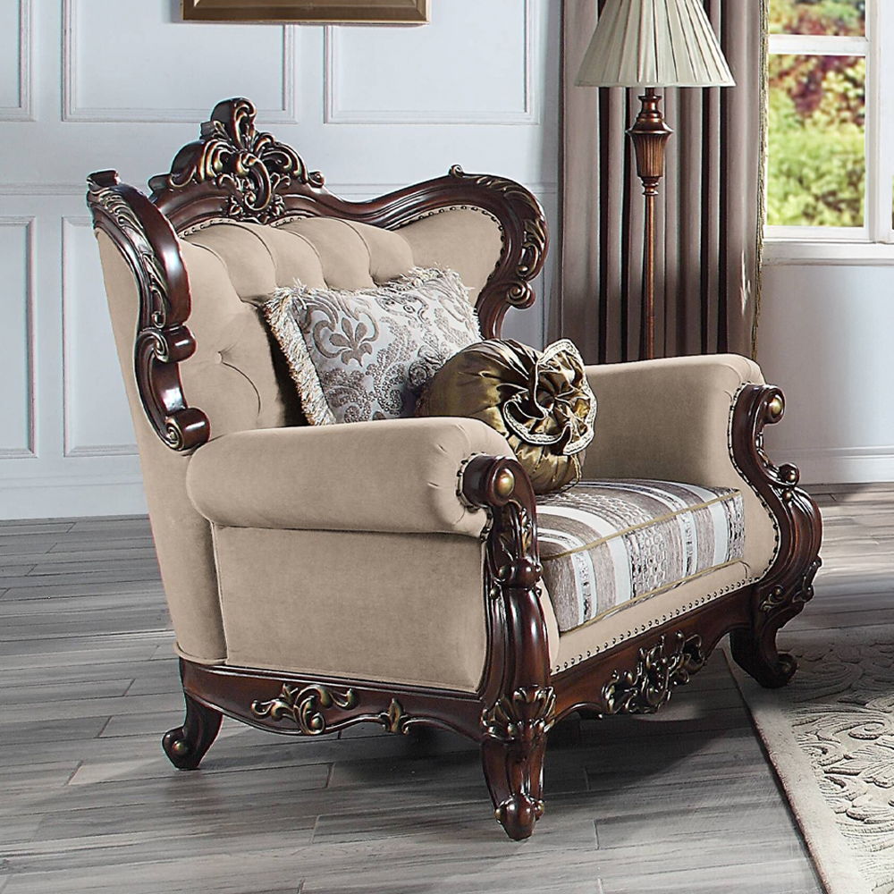 Ragnar - Chair With 2 Pillows - Light Brown Linen & Cherry, beige, view 7