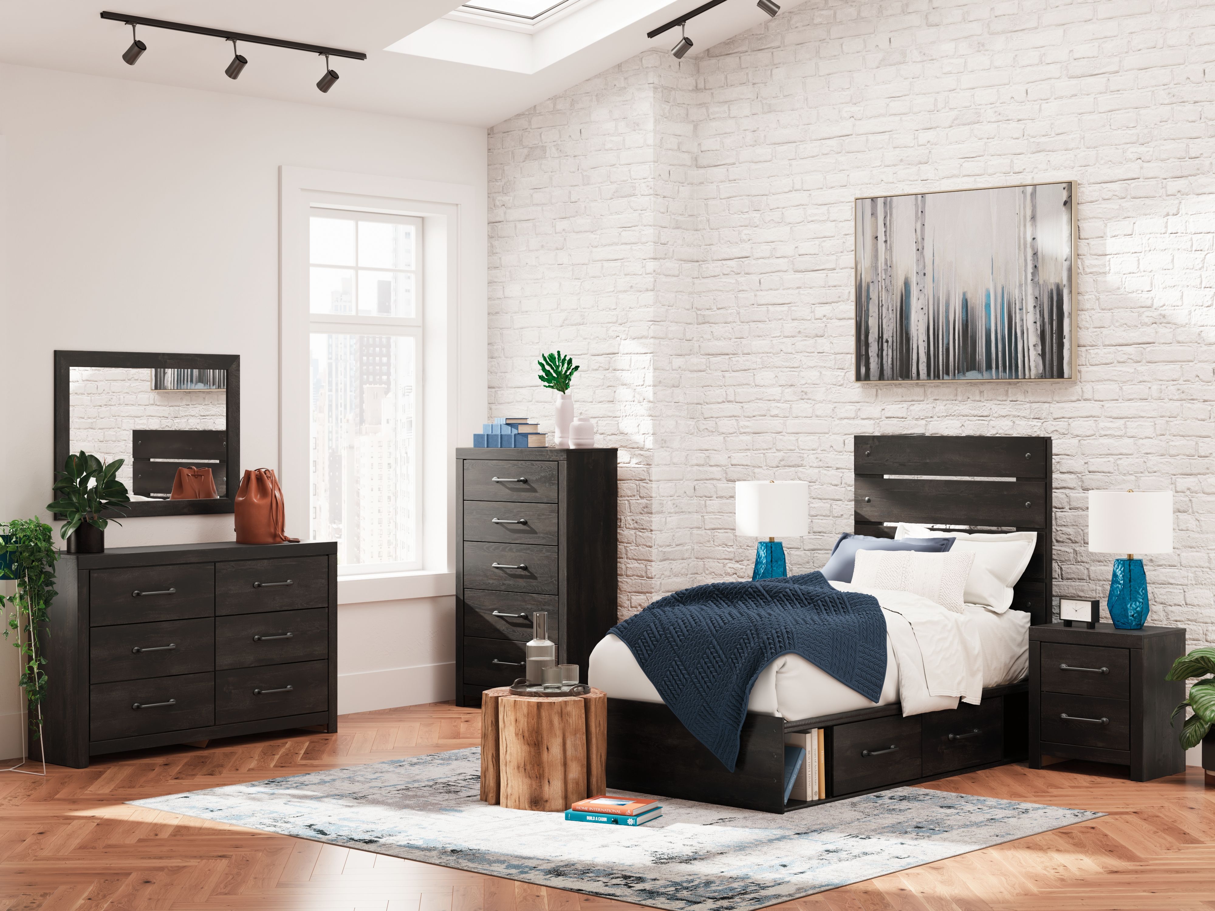 Ashley Furniture Hollivern - Twin Panel Storage Bed - Dark Gray - Image 12
