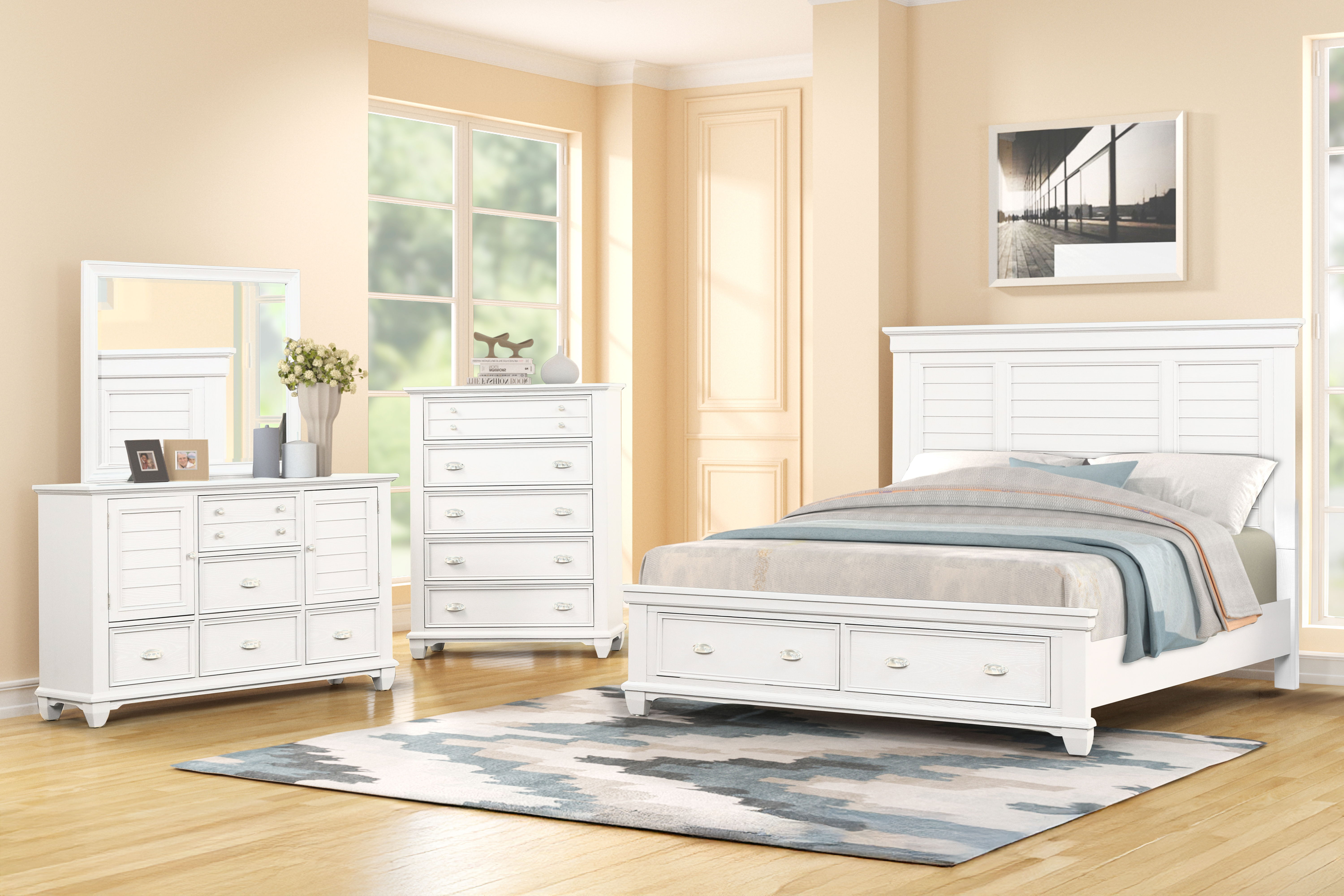 Eastern King · 4 Pc · Bed & Dresser & Mirror & Chest