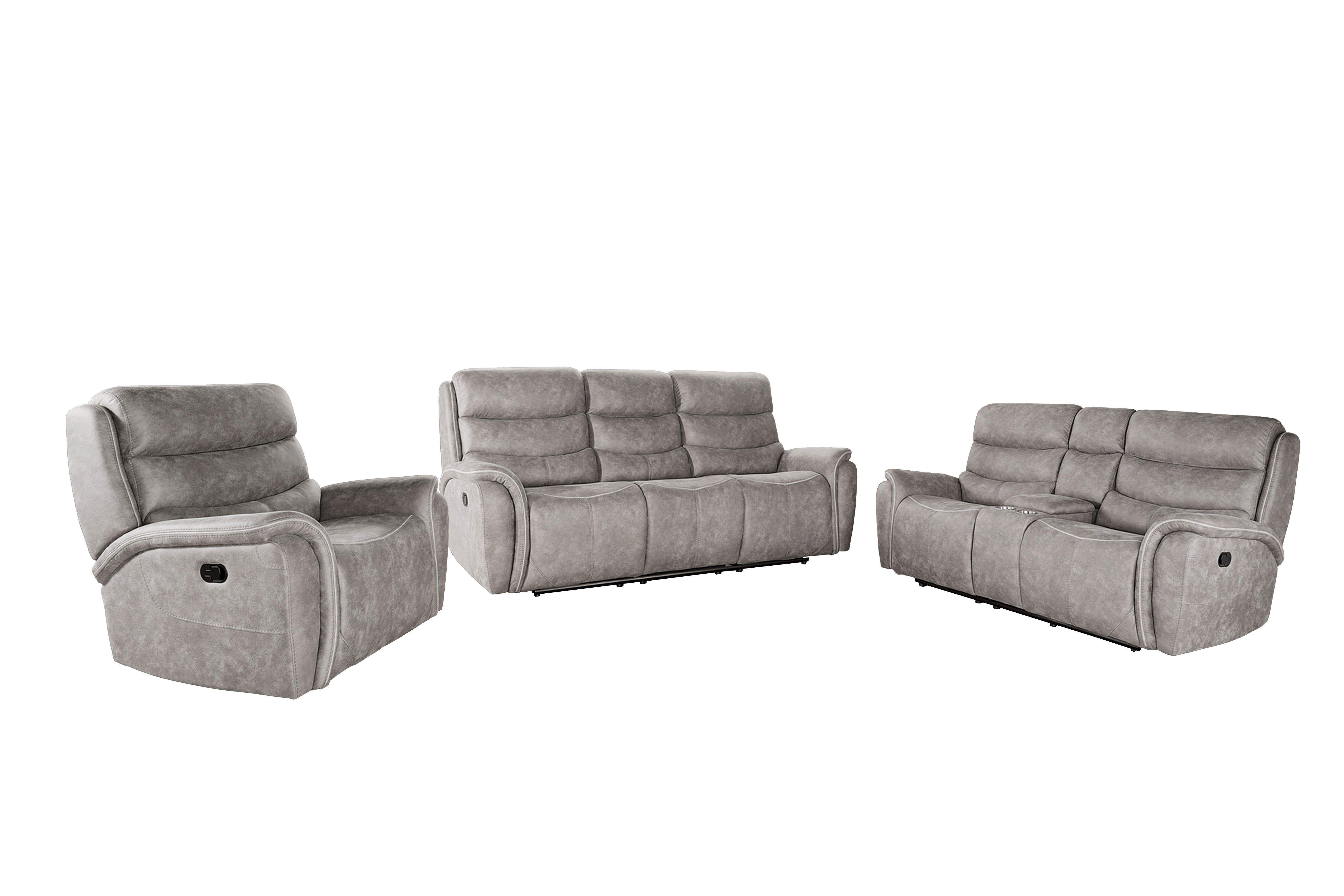 Kamari - Manual 3 Piece Sofa & Loveseat & Recliner - Gray