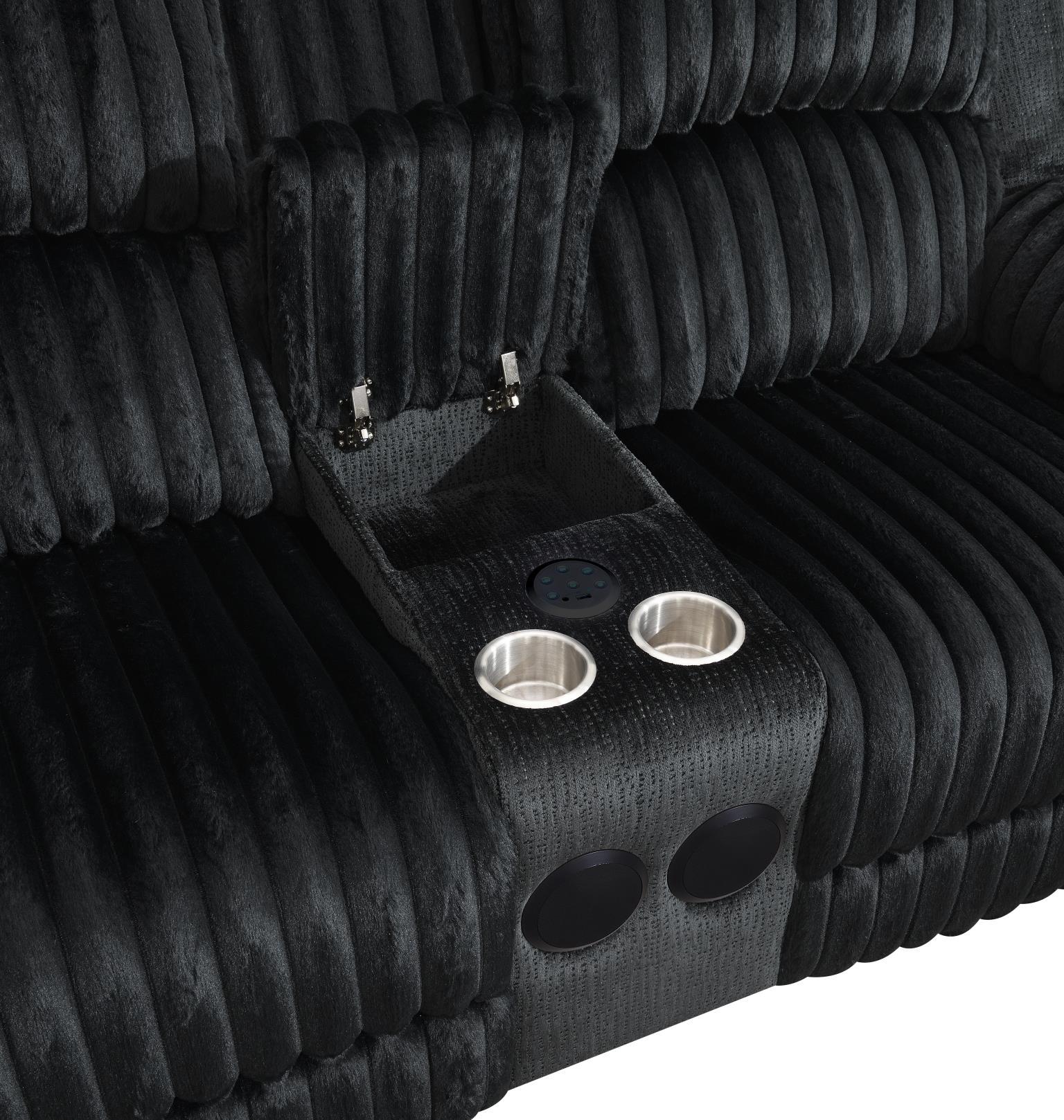 U161 - 2 Piece Living Room Set (Power Reclining Sofa & Power Reclining Loveseat) - Black