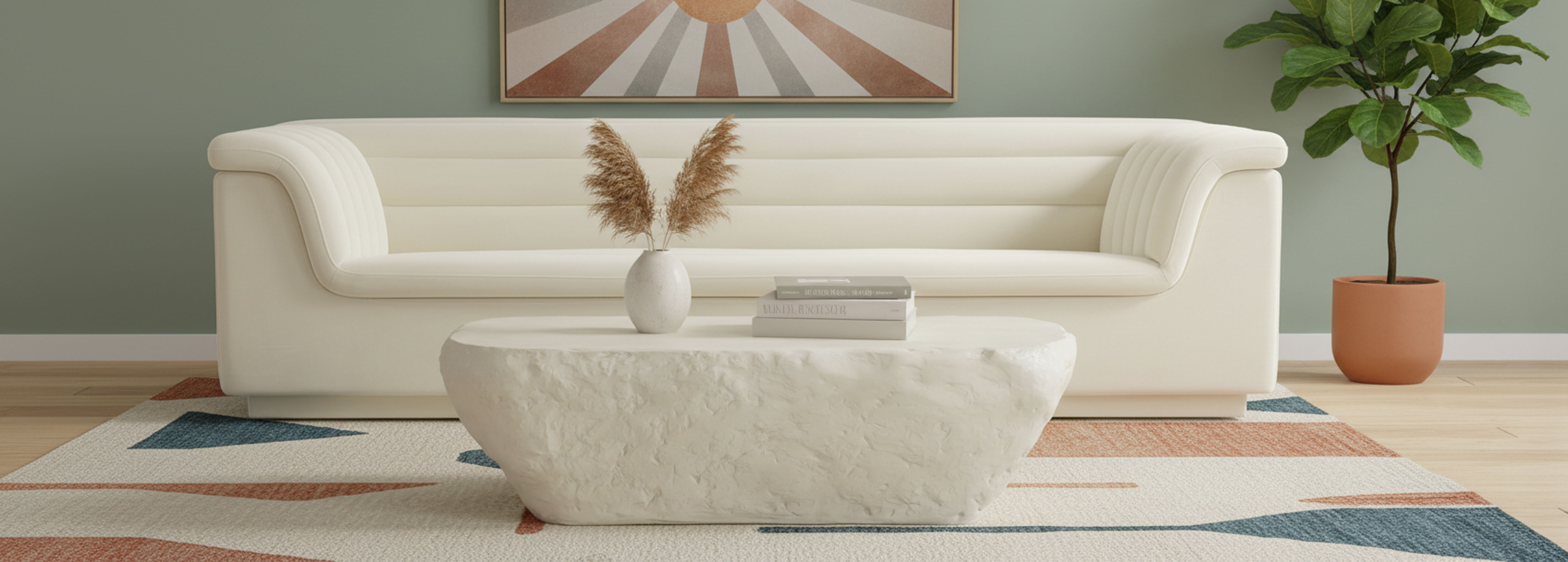Cascade - Velvet Sofa - Cream