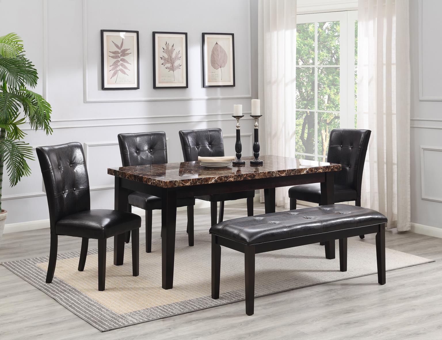 6 Pc · Table, 4 Side Chairs, Bench