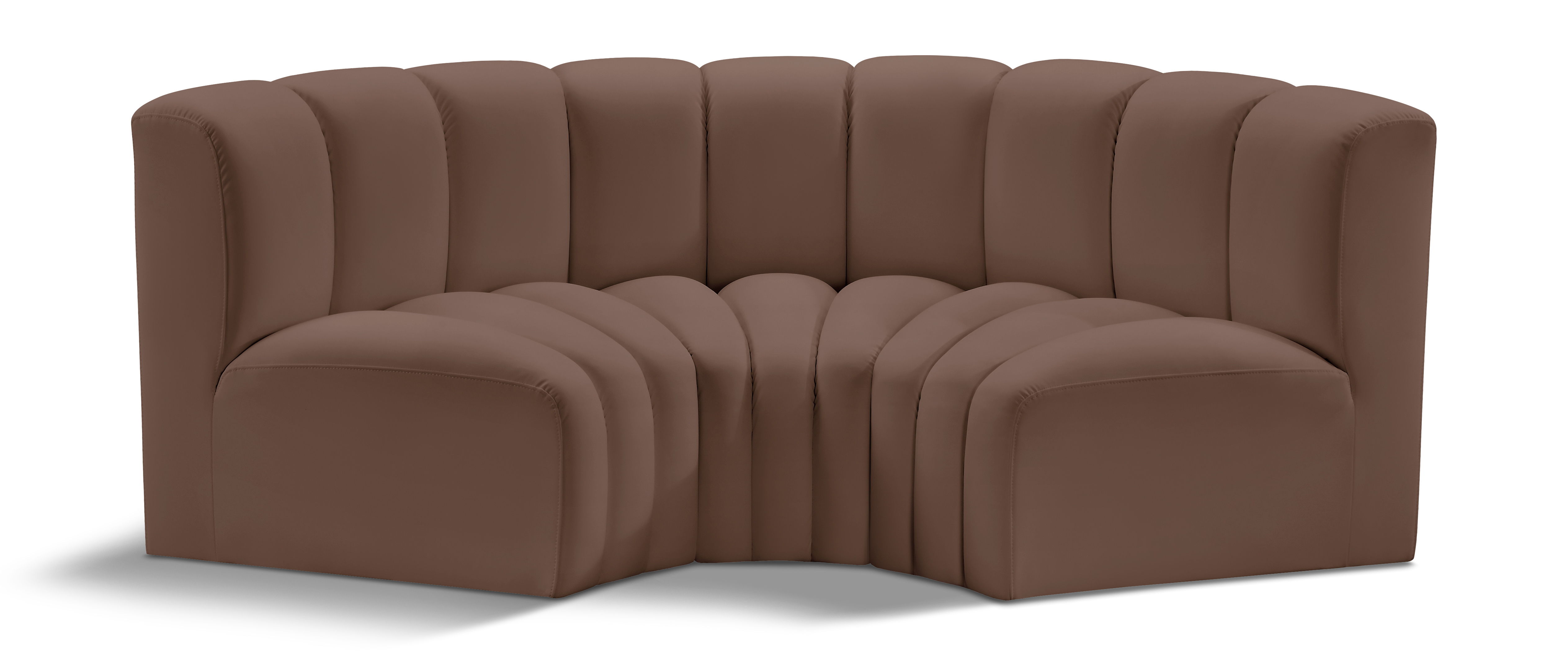 Arc - Faux Leather 3 Piece Modular U-Shaped Sofa - Brown