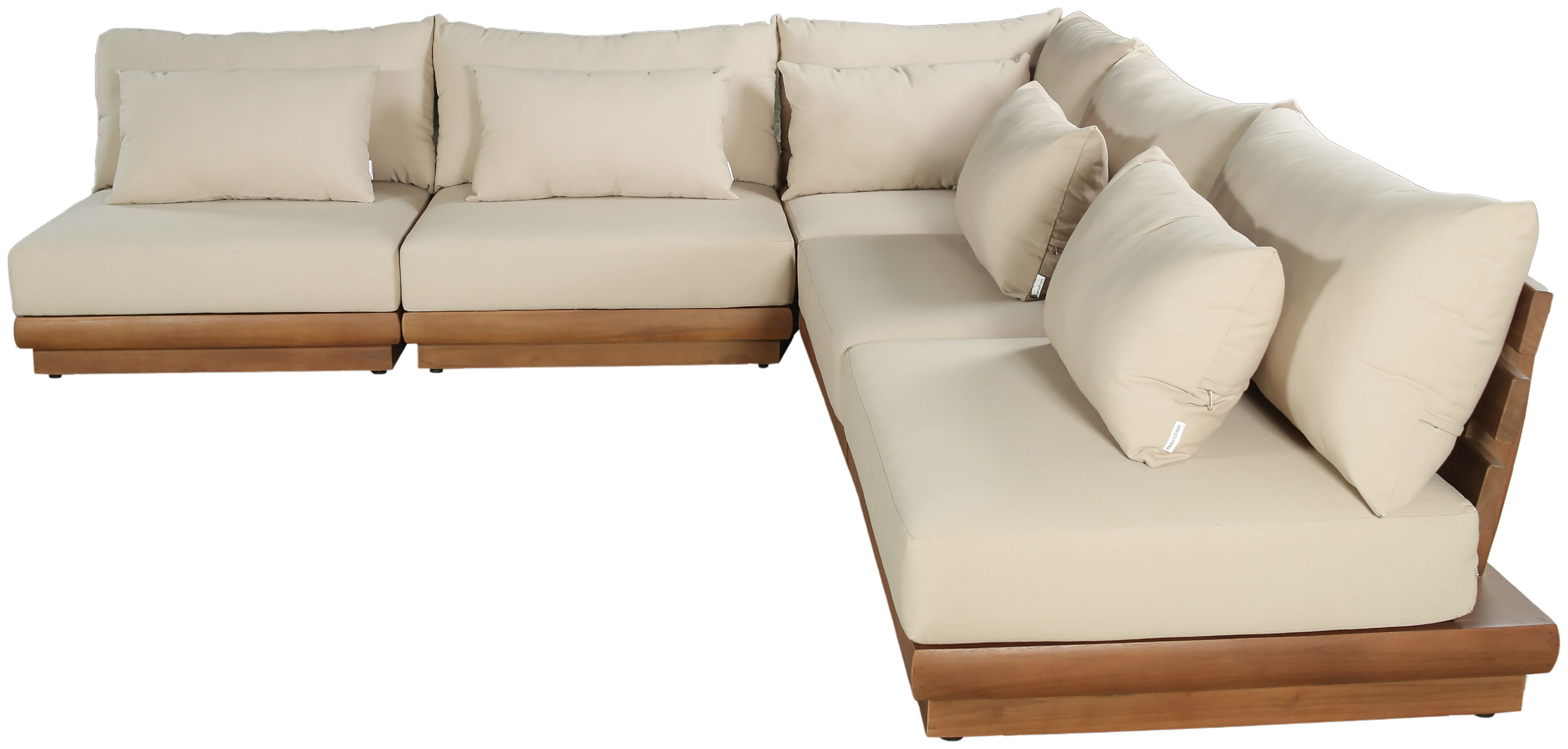 Mirella - 5 Piece Water Resistant Fabric 112" Upholstered Outdoor Patio Modular Sectional - Tan