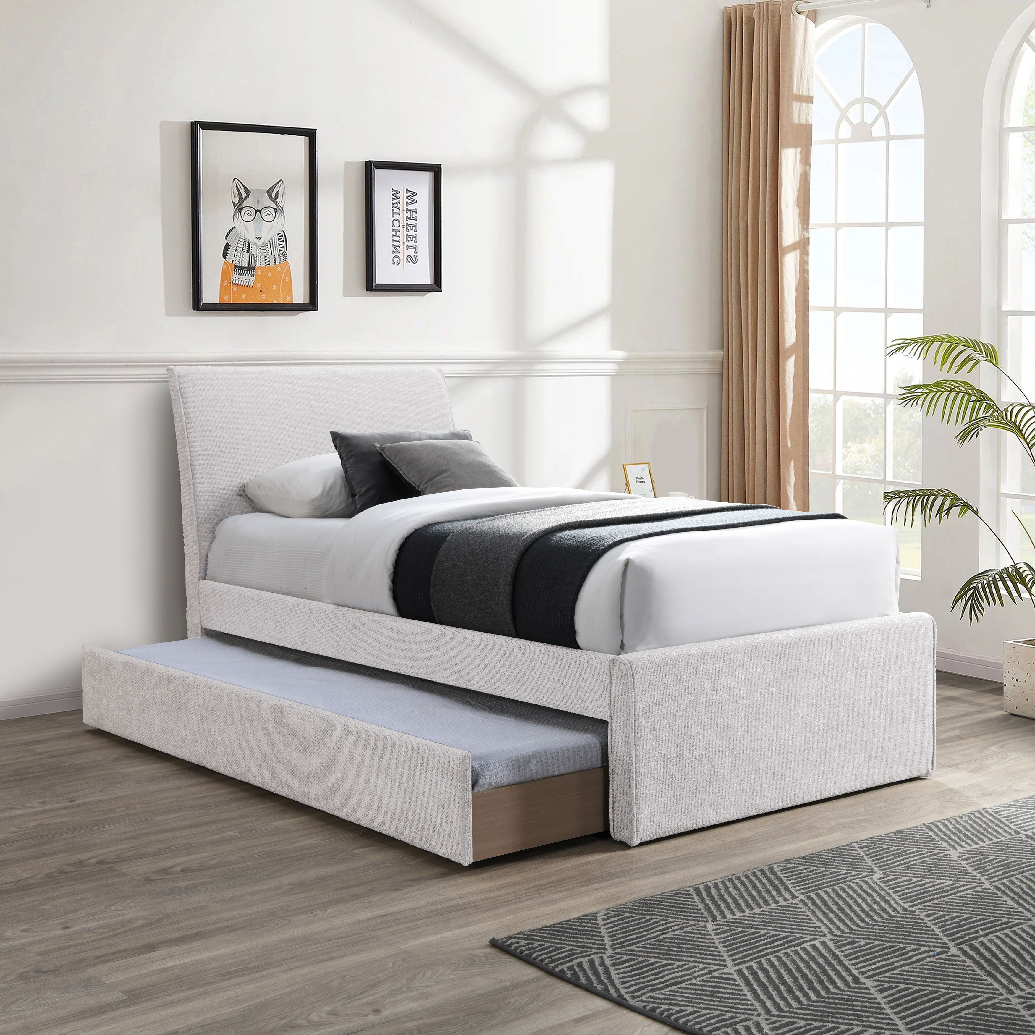 Myles - Twin Trundle Bed - Cream