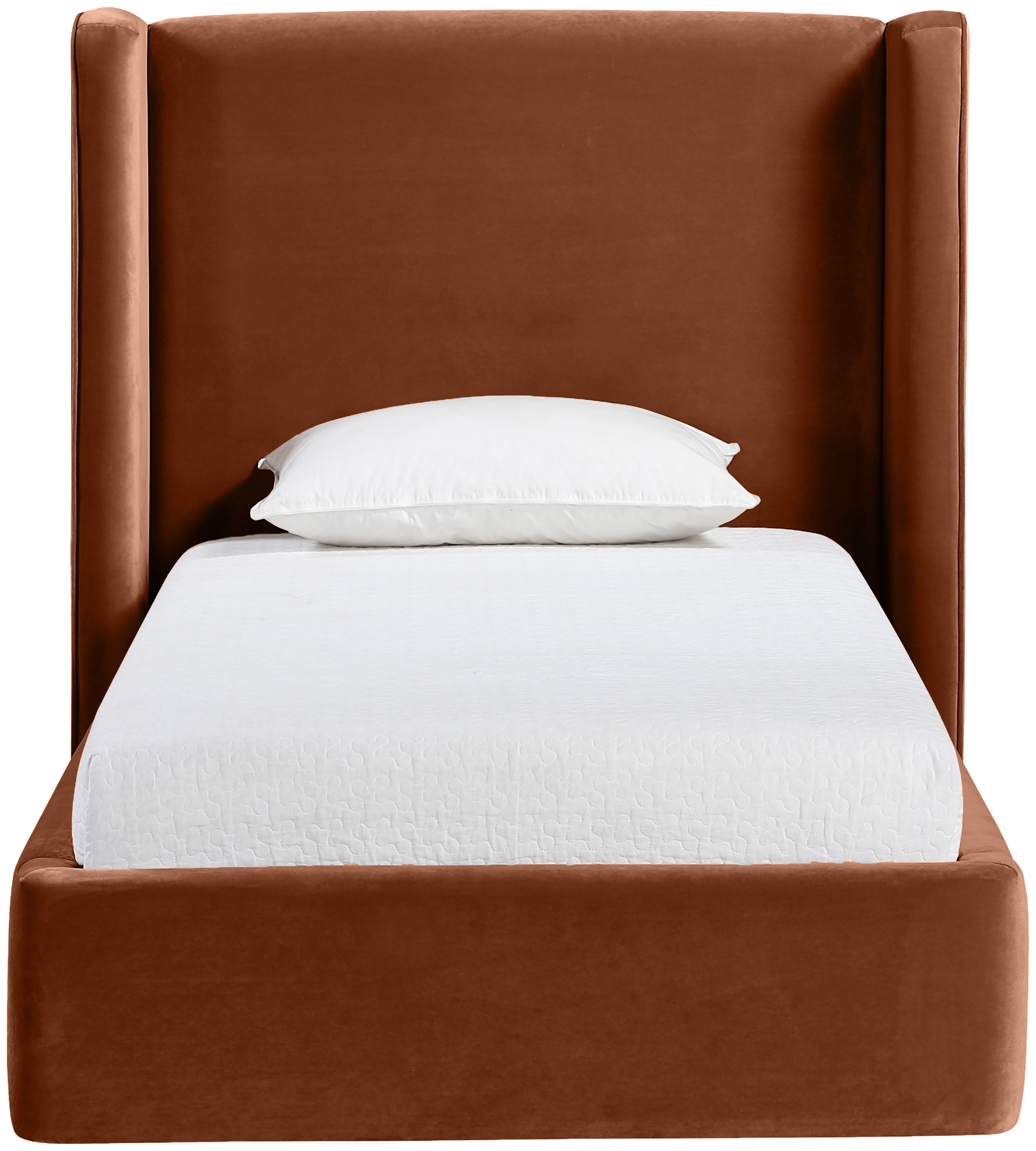 Kendall - Velvet Upholstered Twin Bed - Cognac