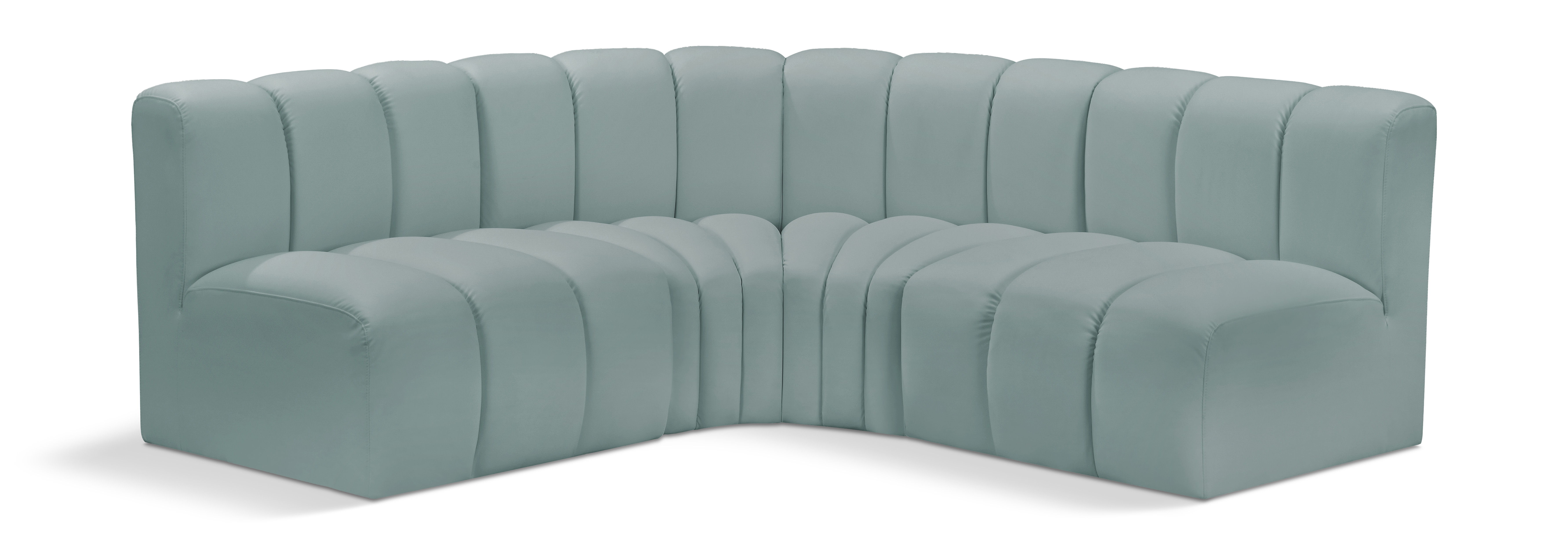 Arc - Faux Leather 4 Piece Corner Modular Sofa - Mint Green