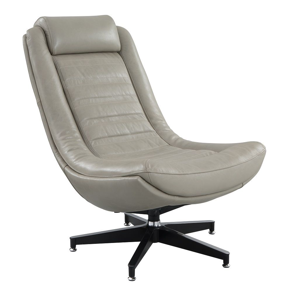 Piran - Accent Chair With Swivel - Twilight Top Grain Leather, gray, view 2