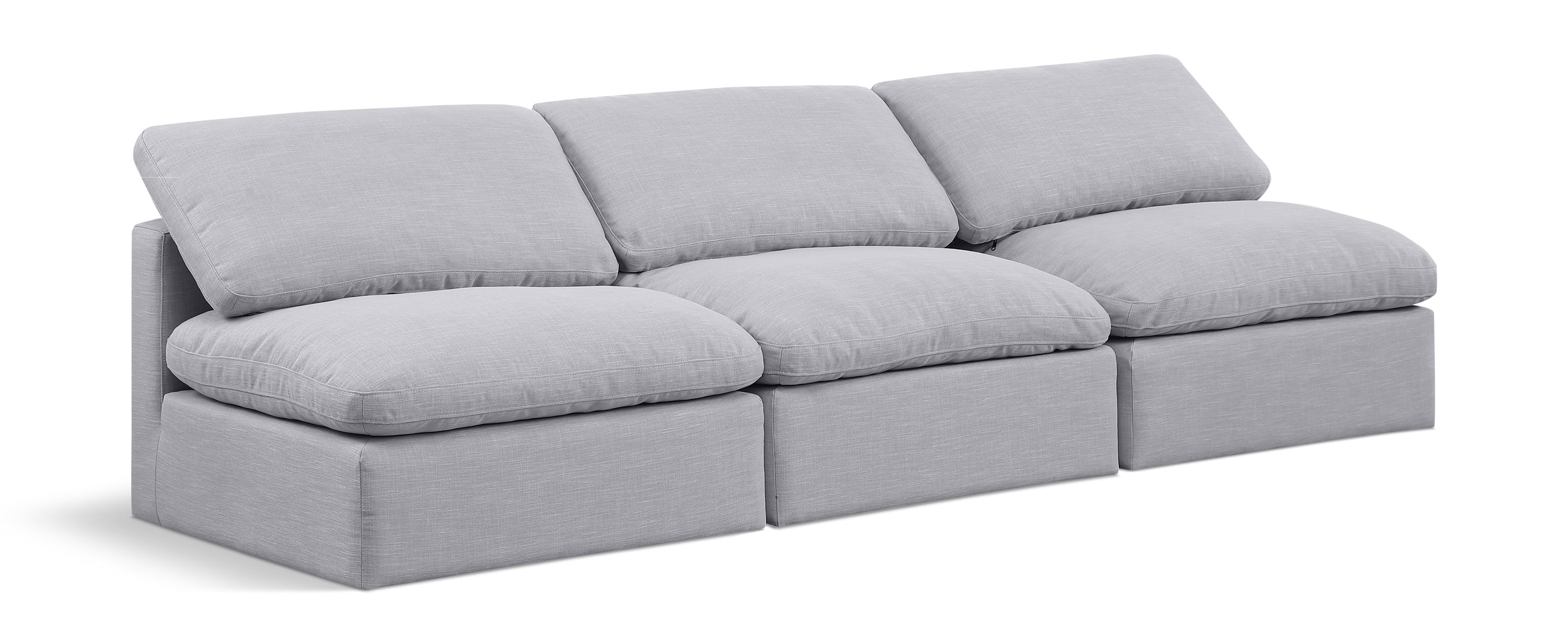 Indulge - Linen 3 Seat Modular Armless Sofa - Gray