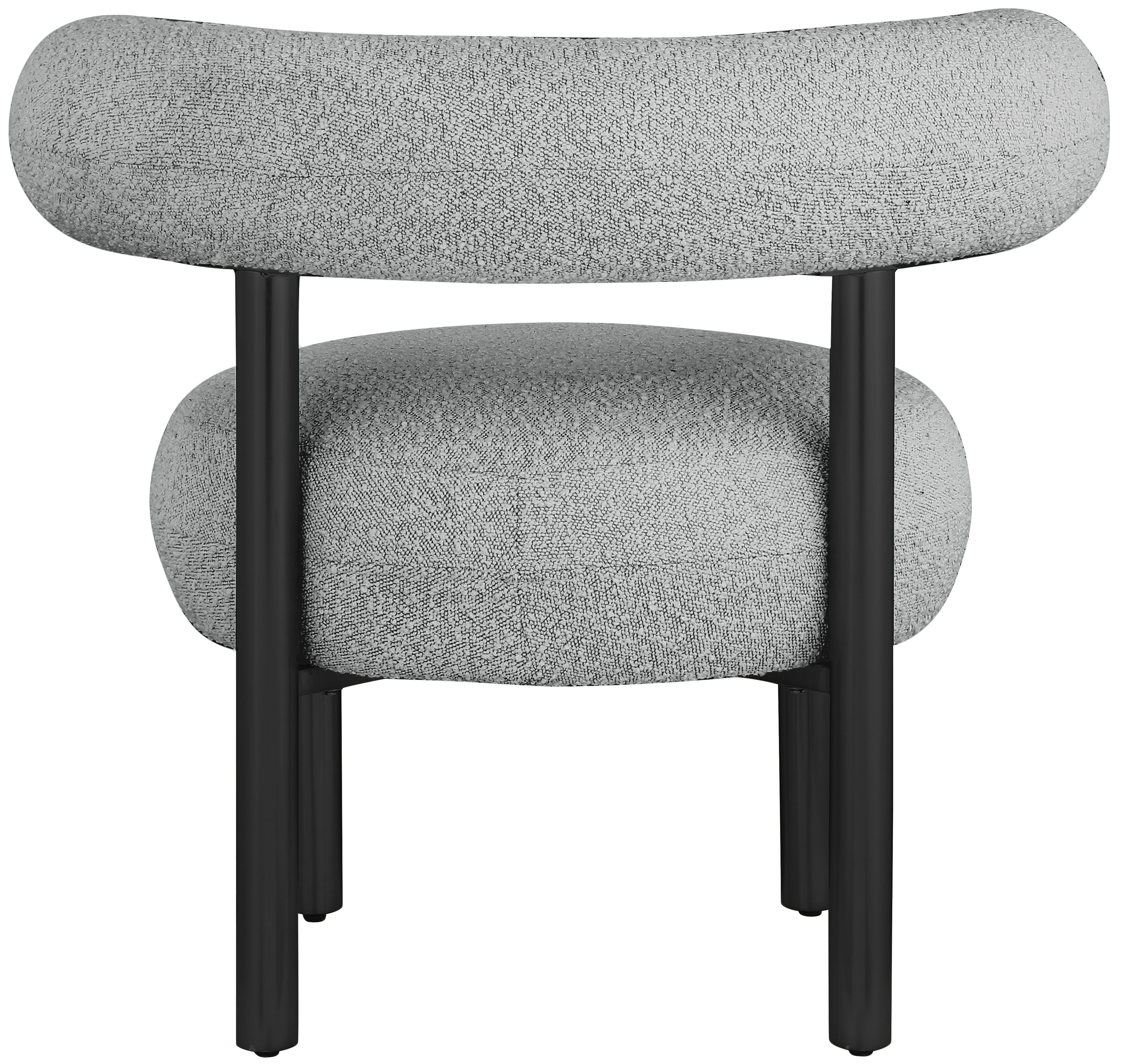 Bordeaux - Boucle Fabric Accent Chair With Black Legs - Gray