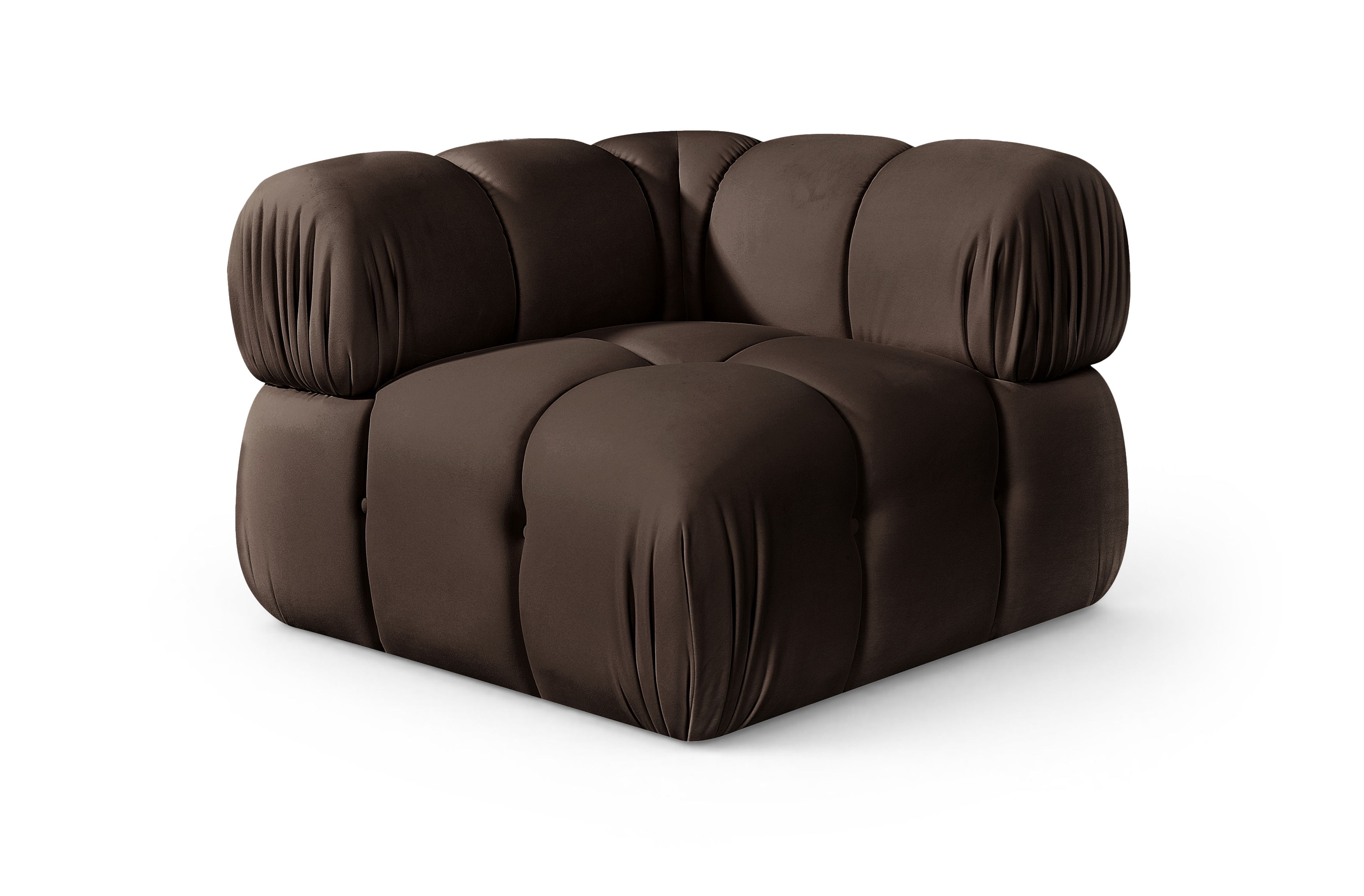 Orin - Velvet Performance Fabric Upholstered Modular Corner Chair - Brown