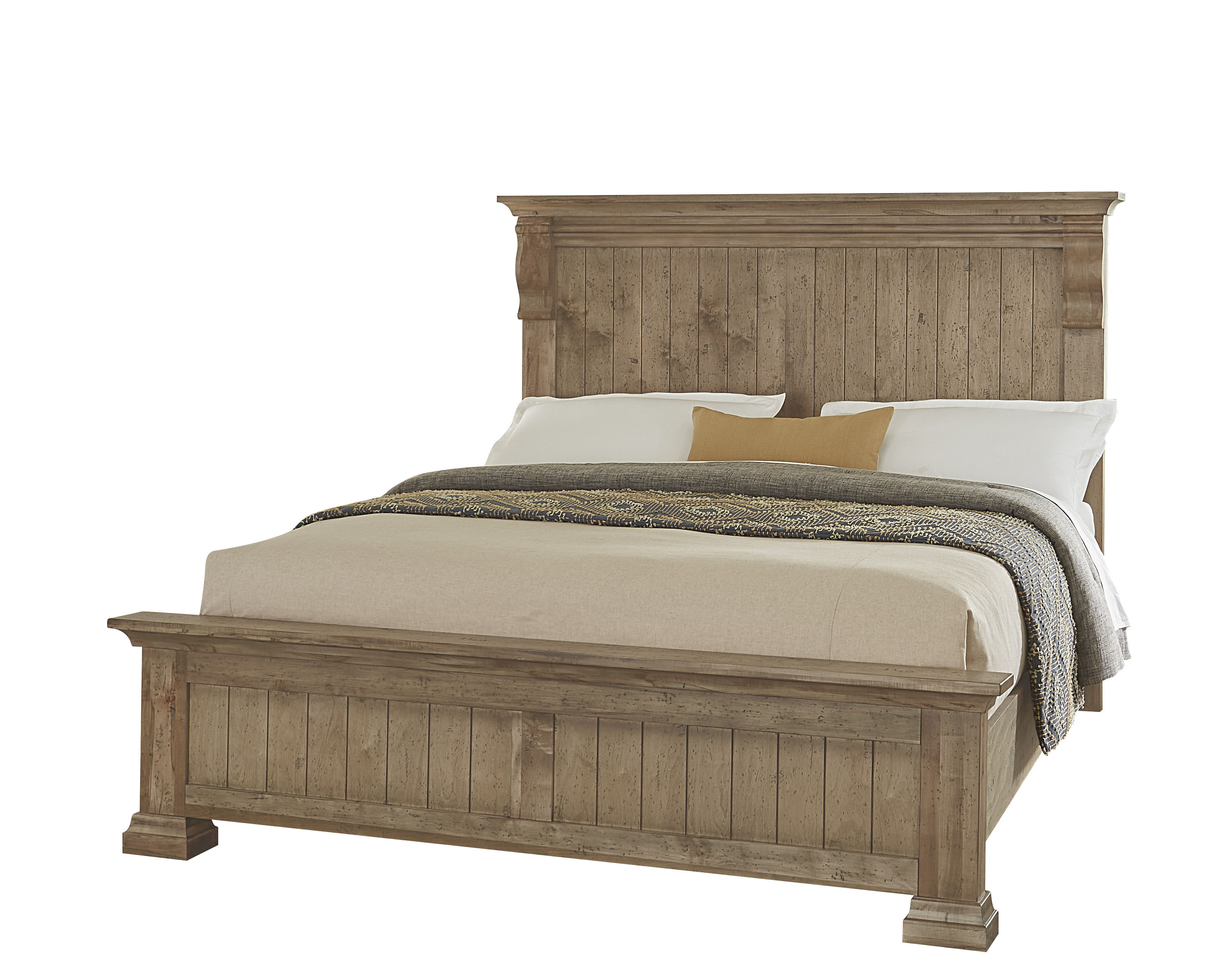 Vaughan-Bassett Carlisle - King Corbel Bed With Corbel Footboard - Warm Natural