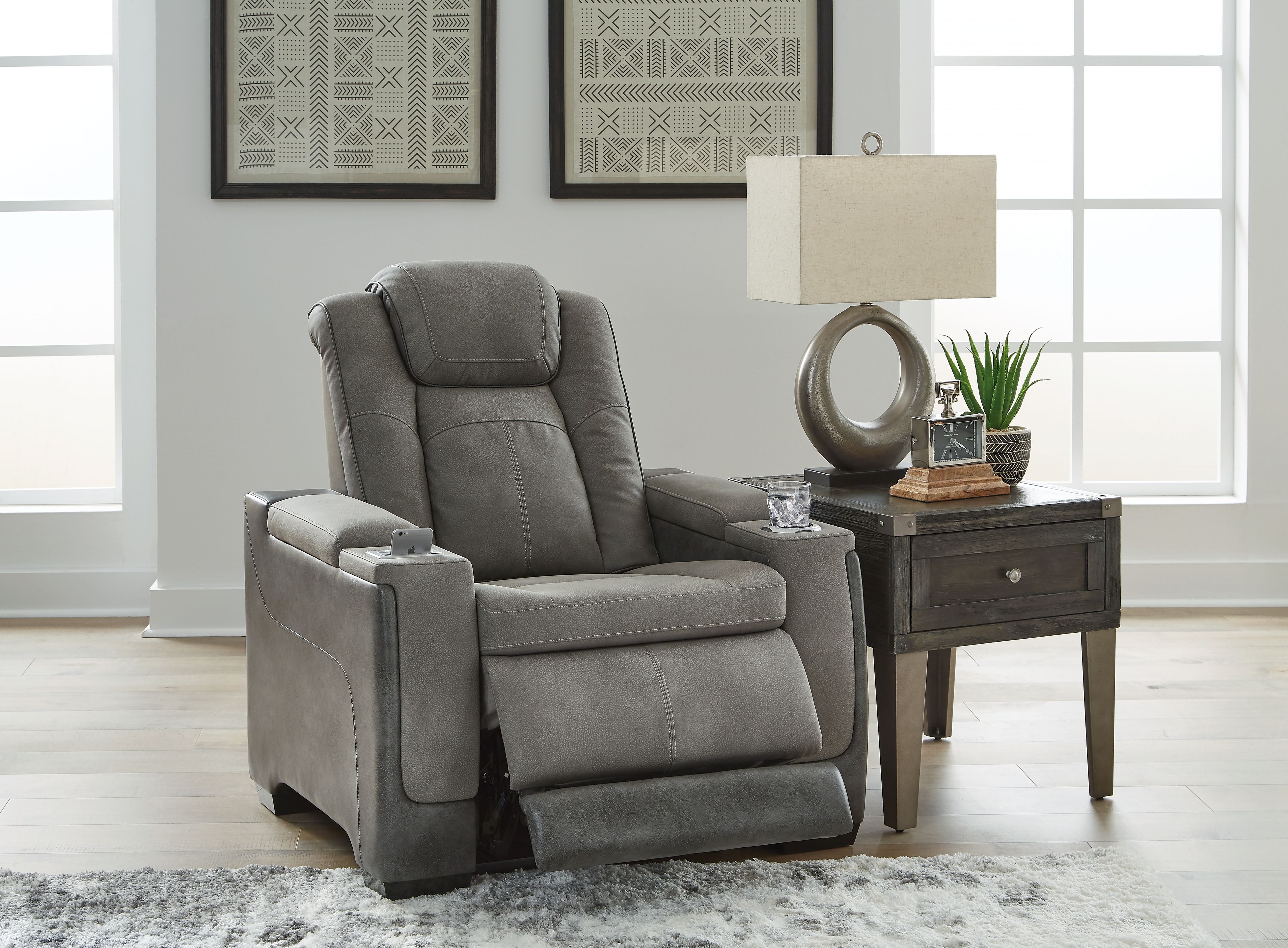 Ashley Furniture Next-Gen Durapella - Power Recliner/Headrest - Slate - Image 8