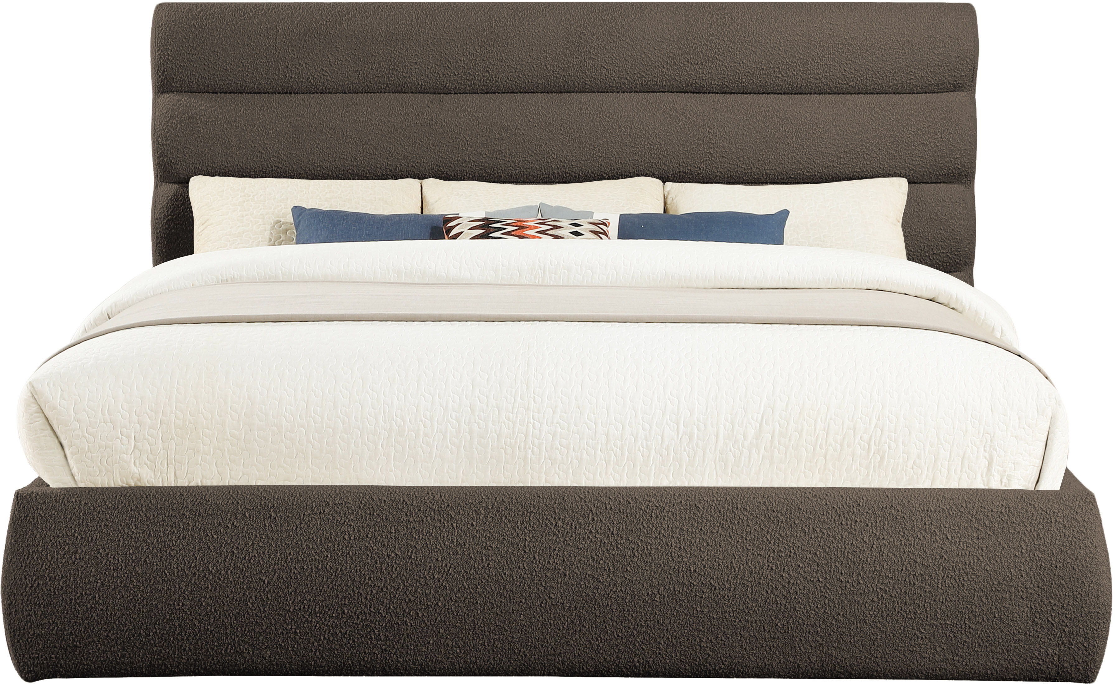 Adam - Boucle Fabric King Bed With 52" Headboard - Dark Brown