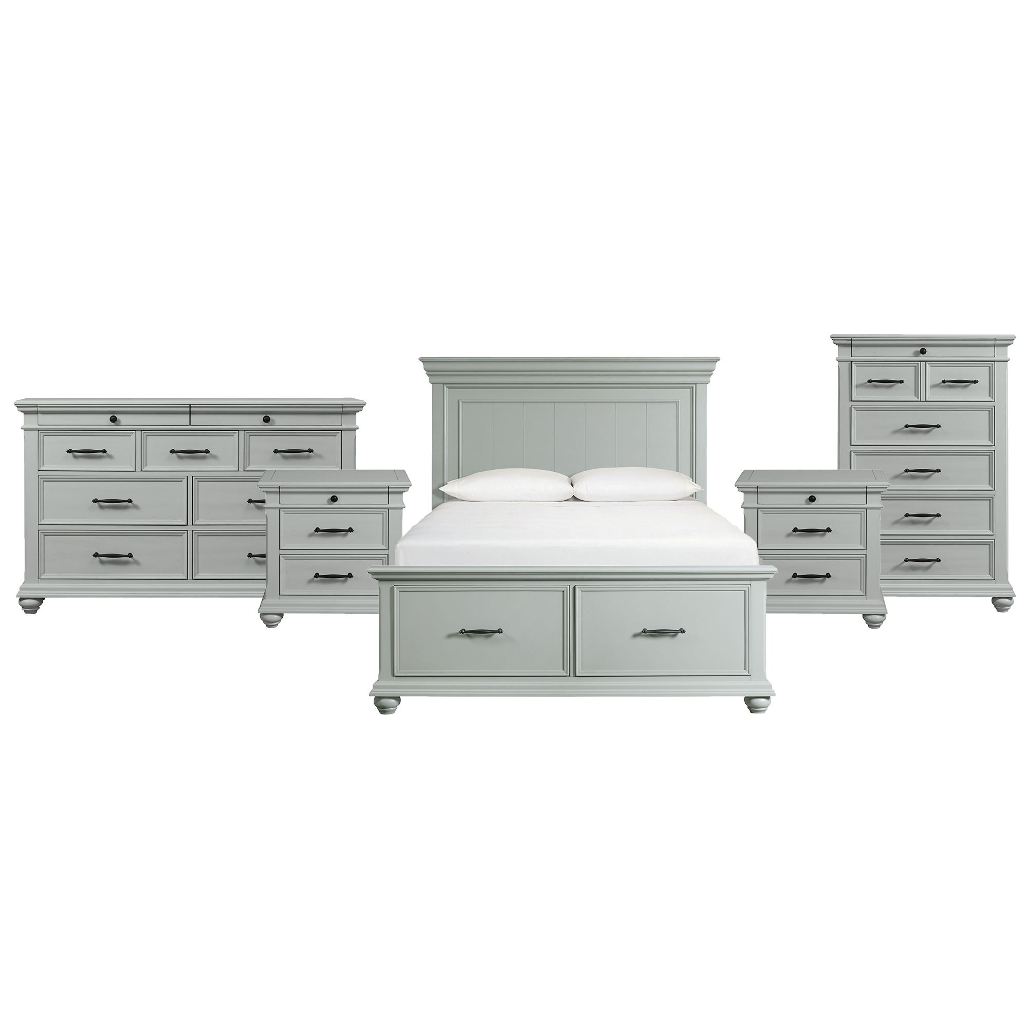 Queen · 5 Pc · Bedroom Set With 2 Nightstands, Dresser & Chest
