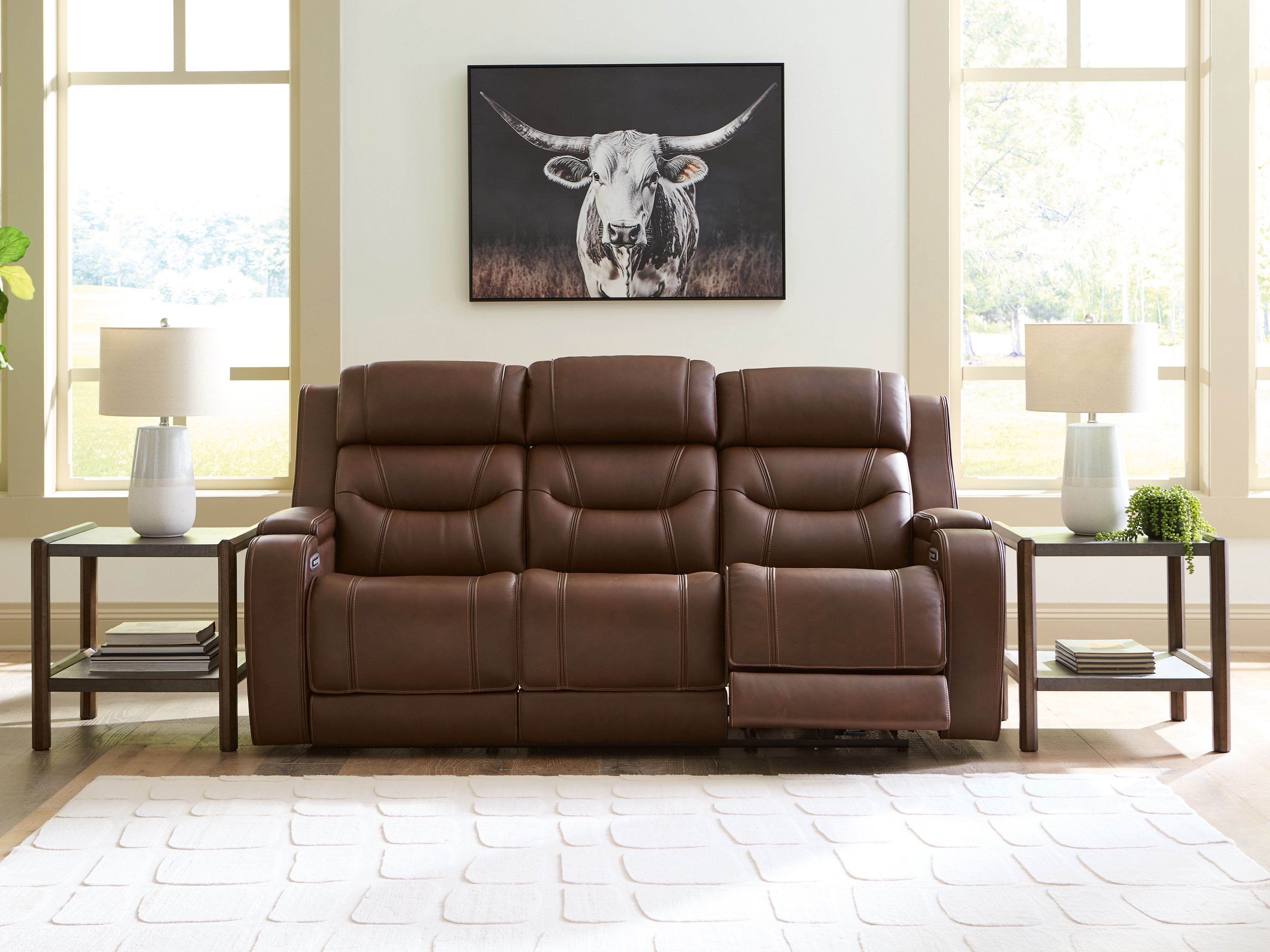 Ashley Furniture Knightington - Power Reclining Sofa With Audio Seating - Brown - Image 8