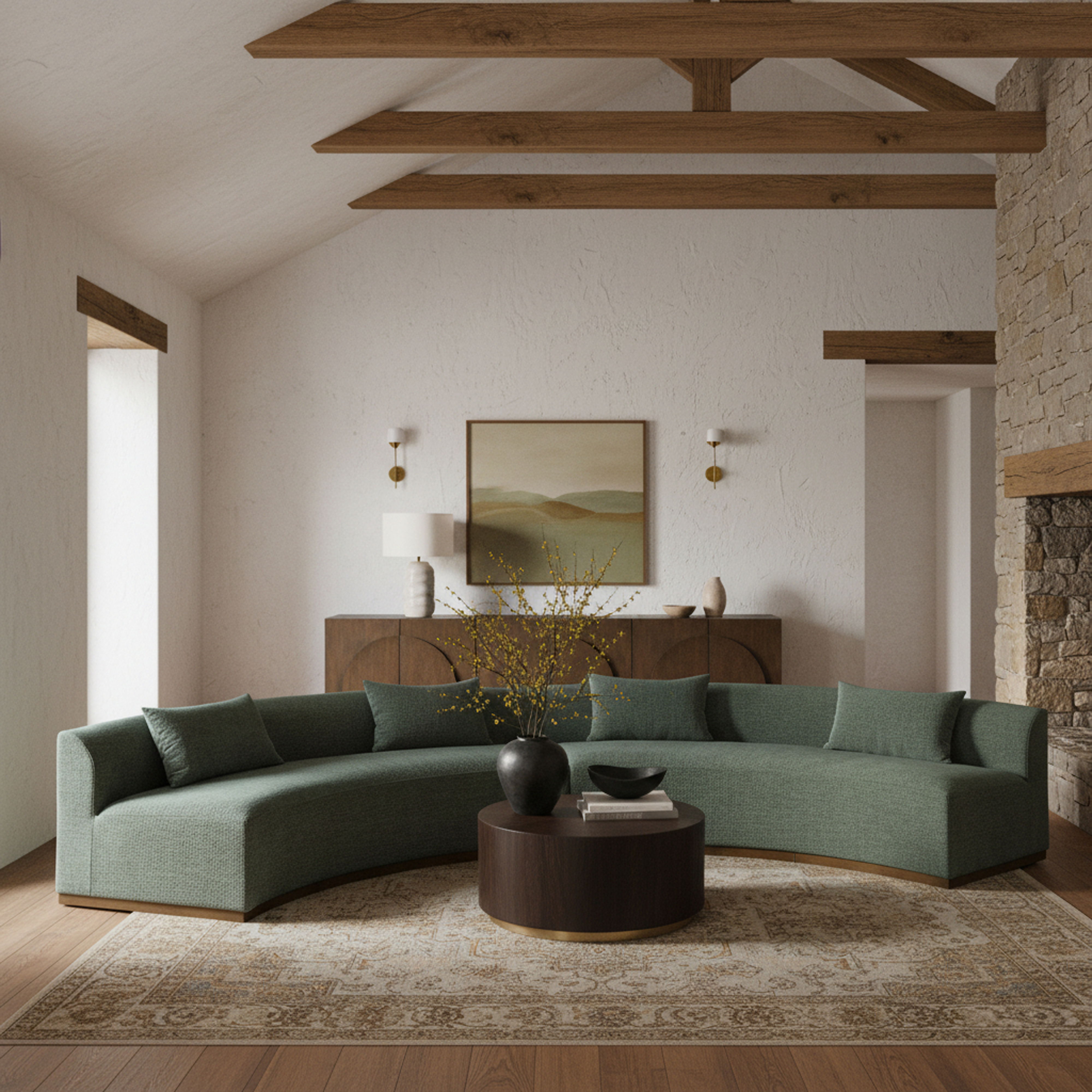 Avanti - 182.5" Chenille Fabric Upholstered 2 Piece Modular Sectional - Olive