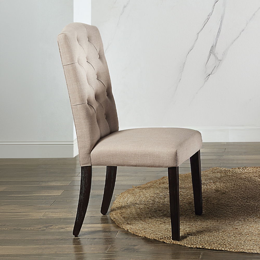 Gerardo - Side Chair (Set of 2) - Beige Linen & Weathered Espresso, beige