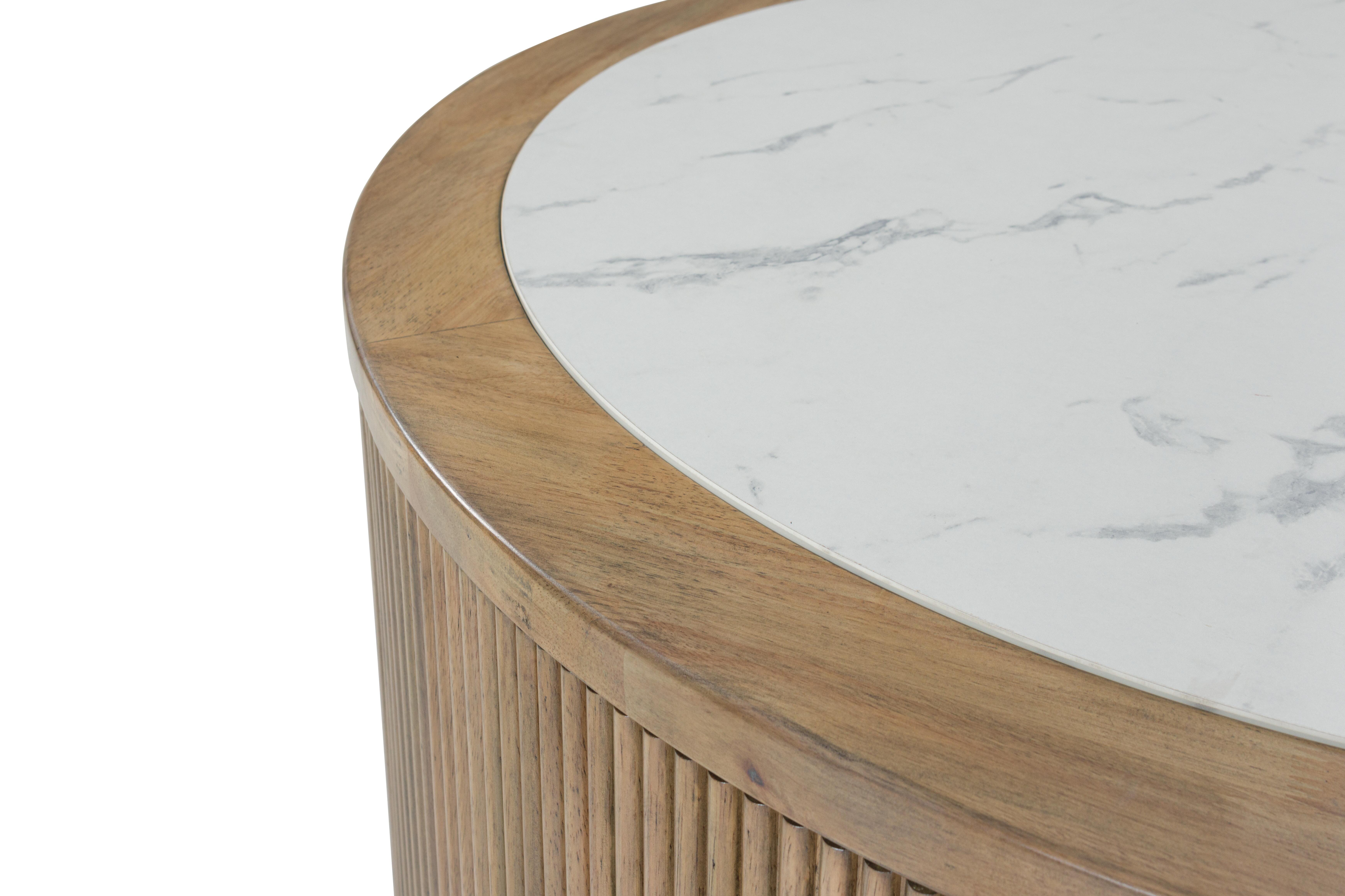 Ashley Furniture Camdill - Round Cocktail Table - Light Brown / White - Image 5