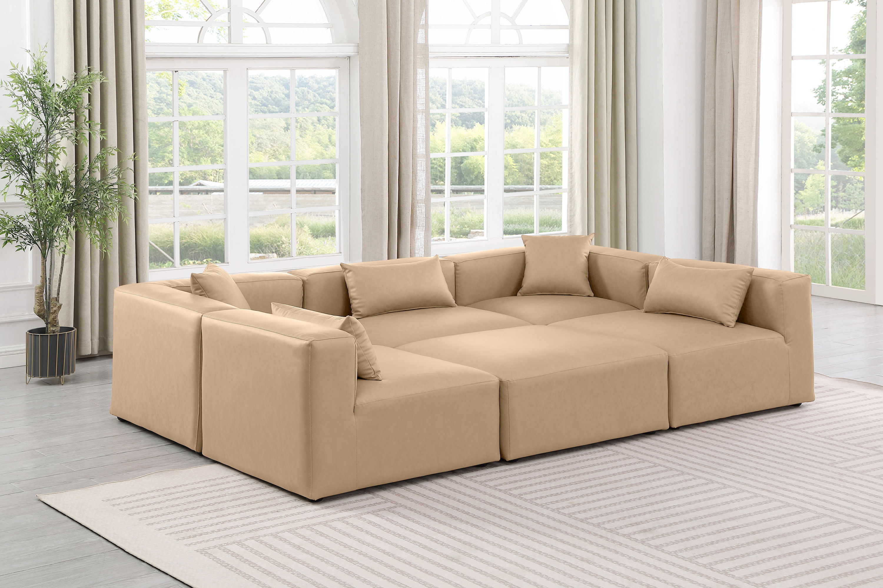 Cube - 6 Piece Modular Sectional - Tan