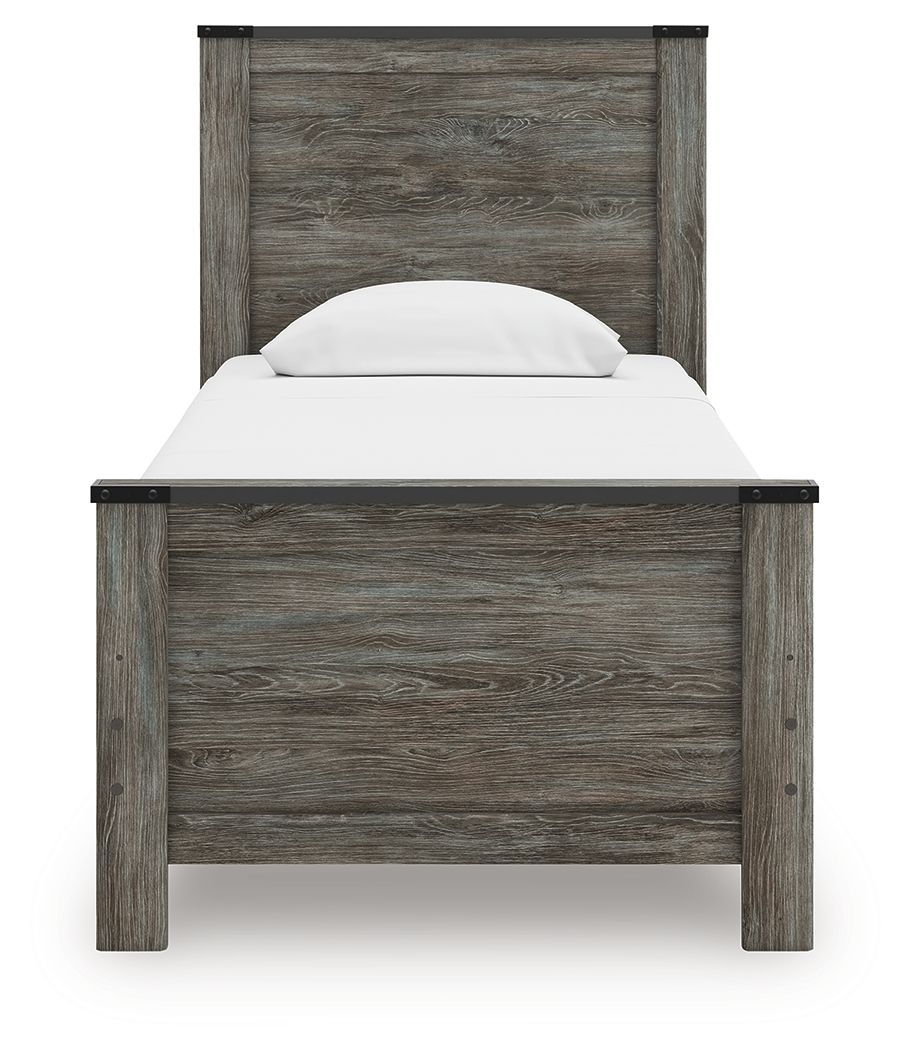 Ashley Furniture Frandern - 5 Pc. - Dresser, Mirror, Twin Panel Bed - Black / Gray - Image 7