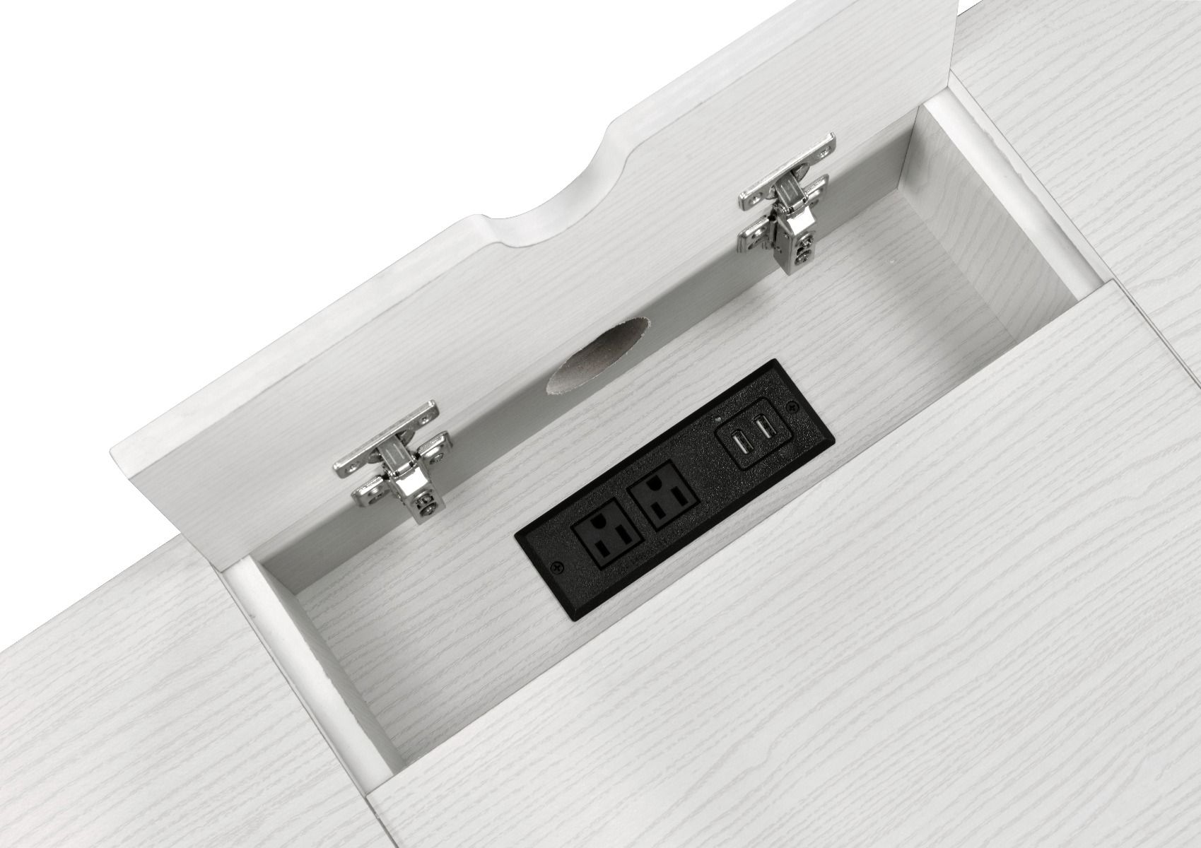 Verster - Writing Desk With USB - Natural & Black, beige, view 4