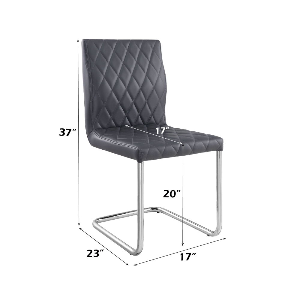 Ansonia - Side Chair (Set of 2) - Gray Synthetic Leather & Chrome, black, view 6