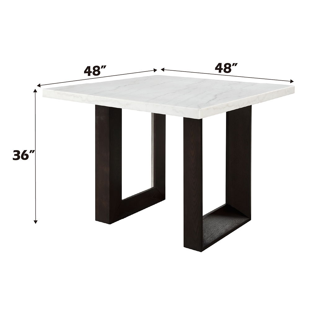 Edwyn - Counter Height Table - White Natural Marble Top & Espresso, dark brown, view 3