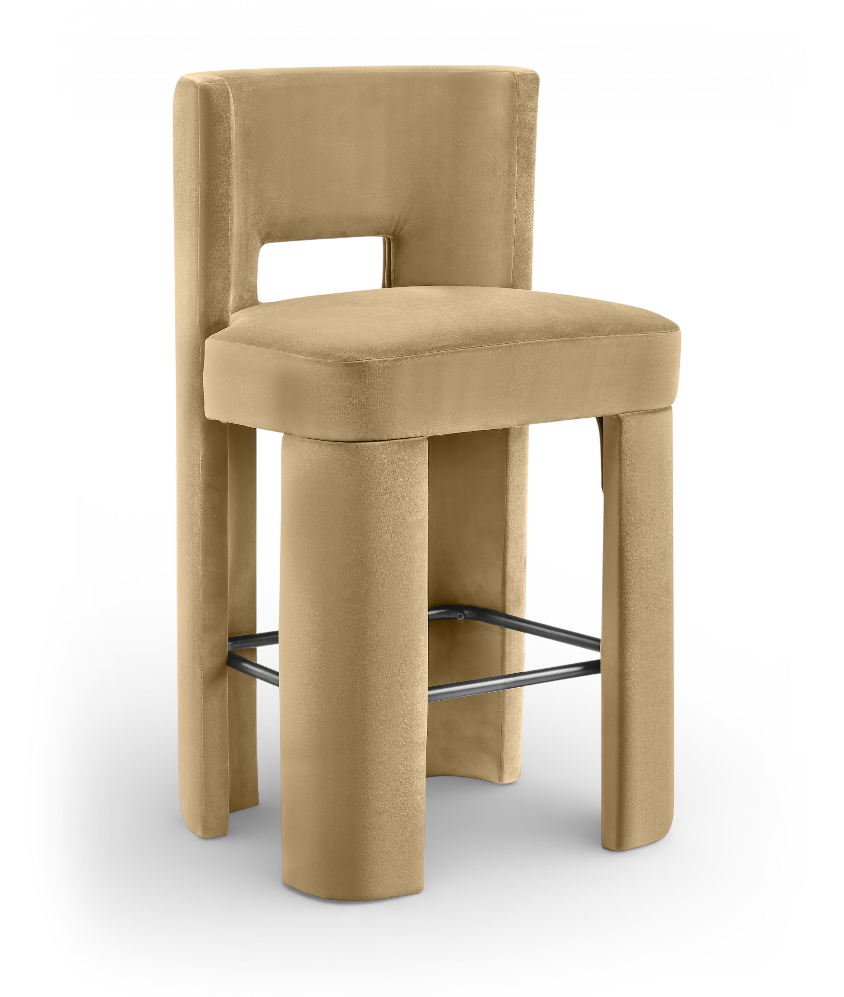 Zuno - Velvet Performance Fabric Upholstered Bar Stool (Set of 2) - Camel