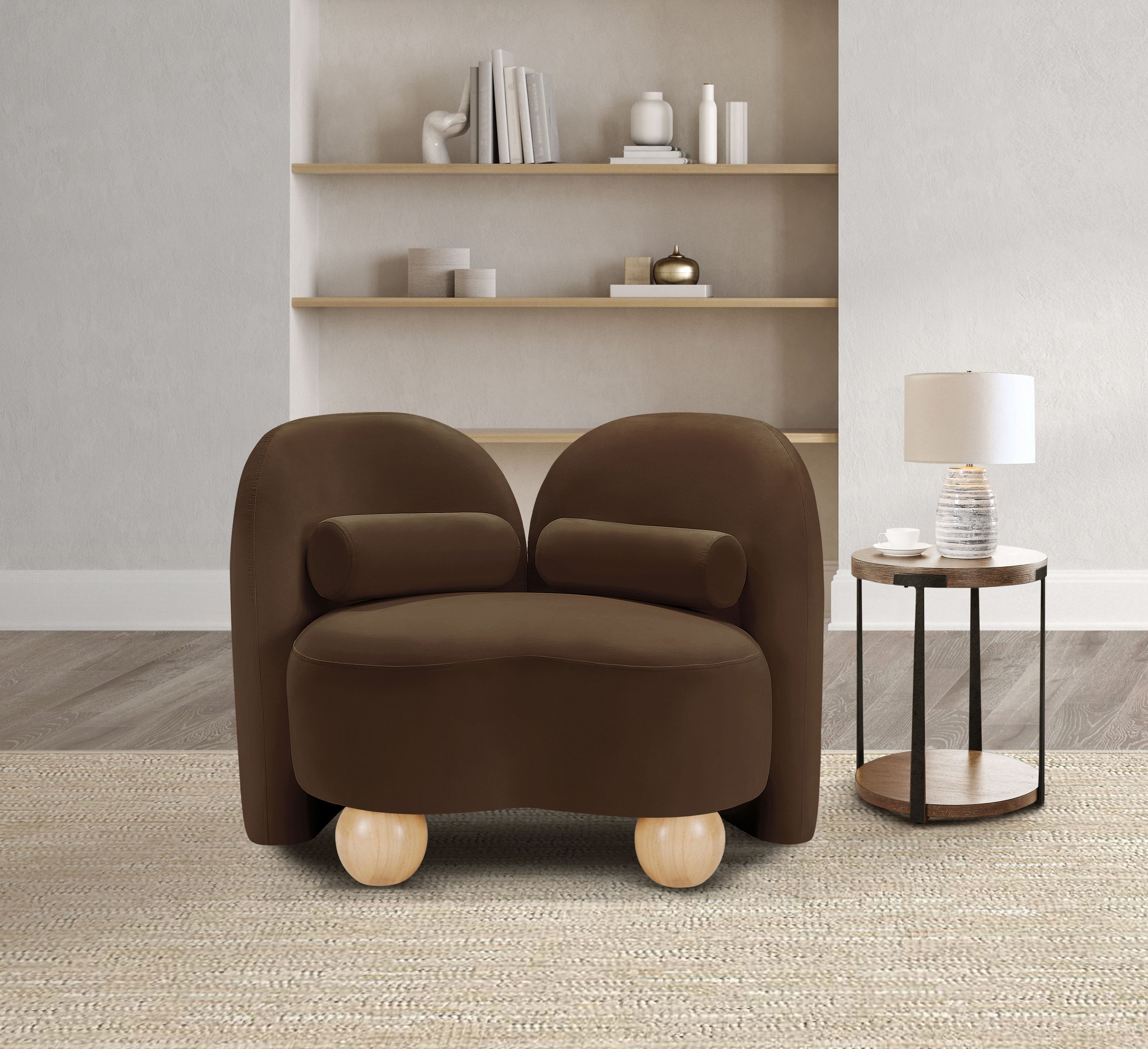 Daphne - Velvet Chair - Brown