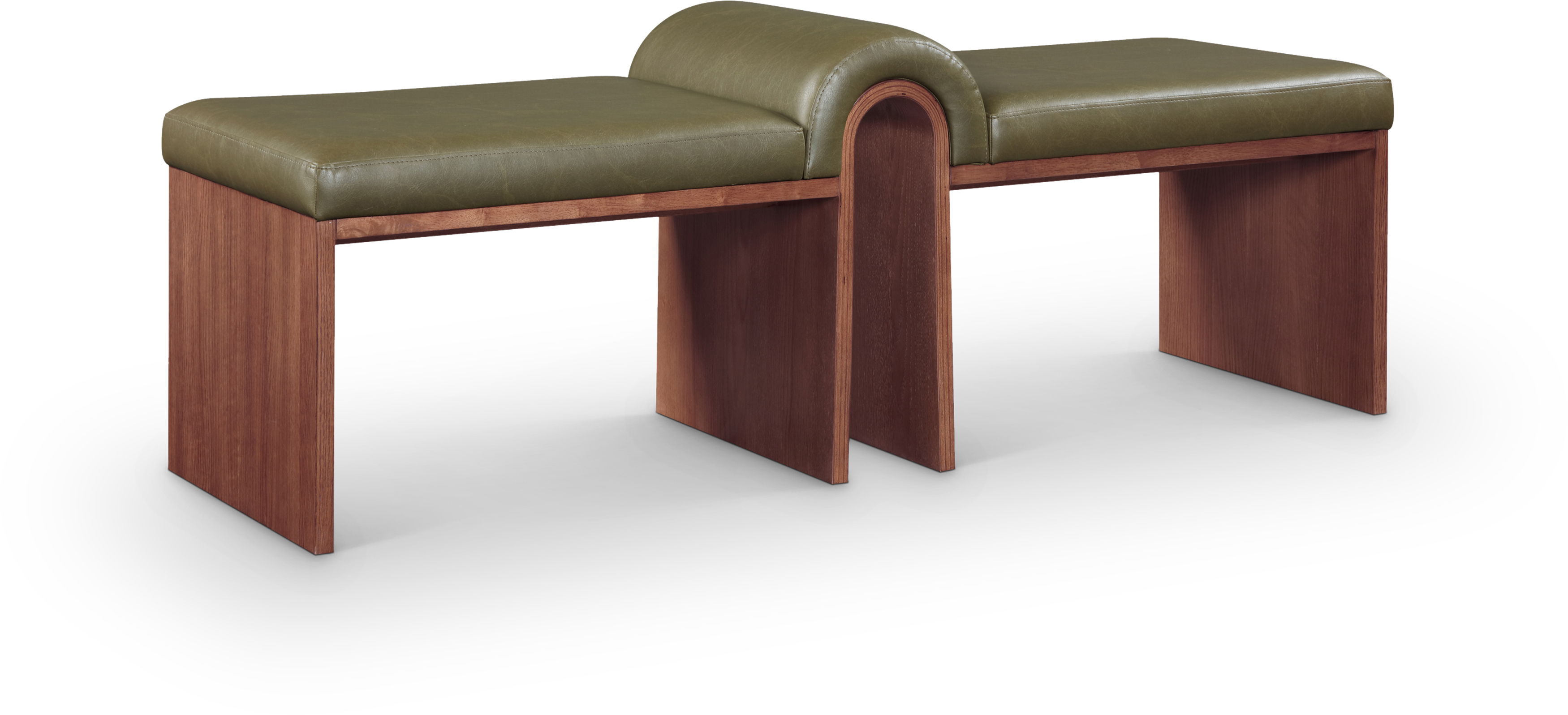 Delphine - Vegan Leather Upholstered Bench - Olive