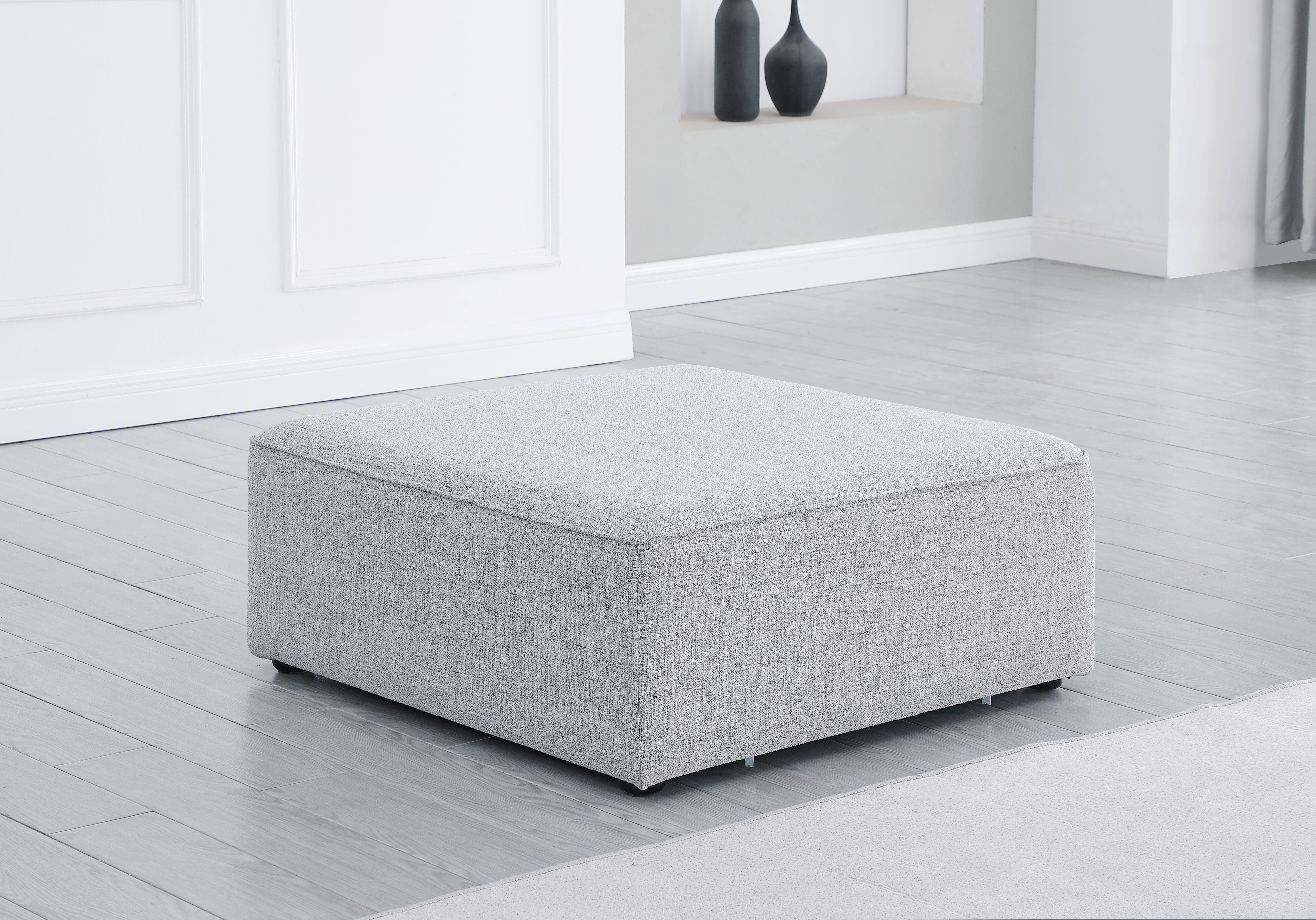 Cube - Linen Ottoman - Gray