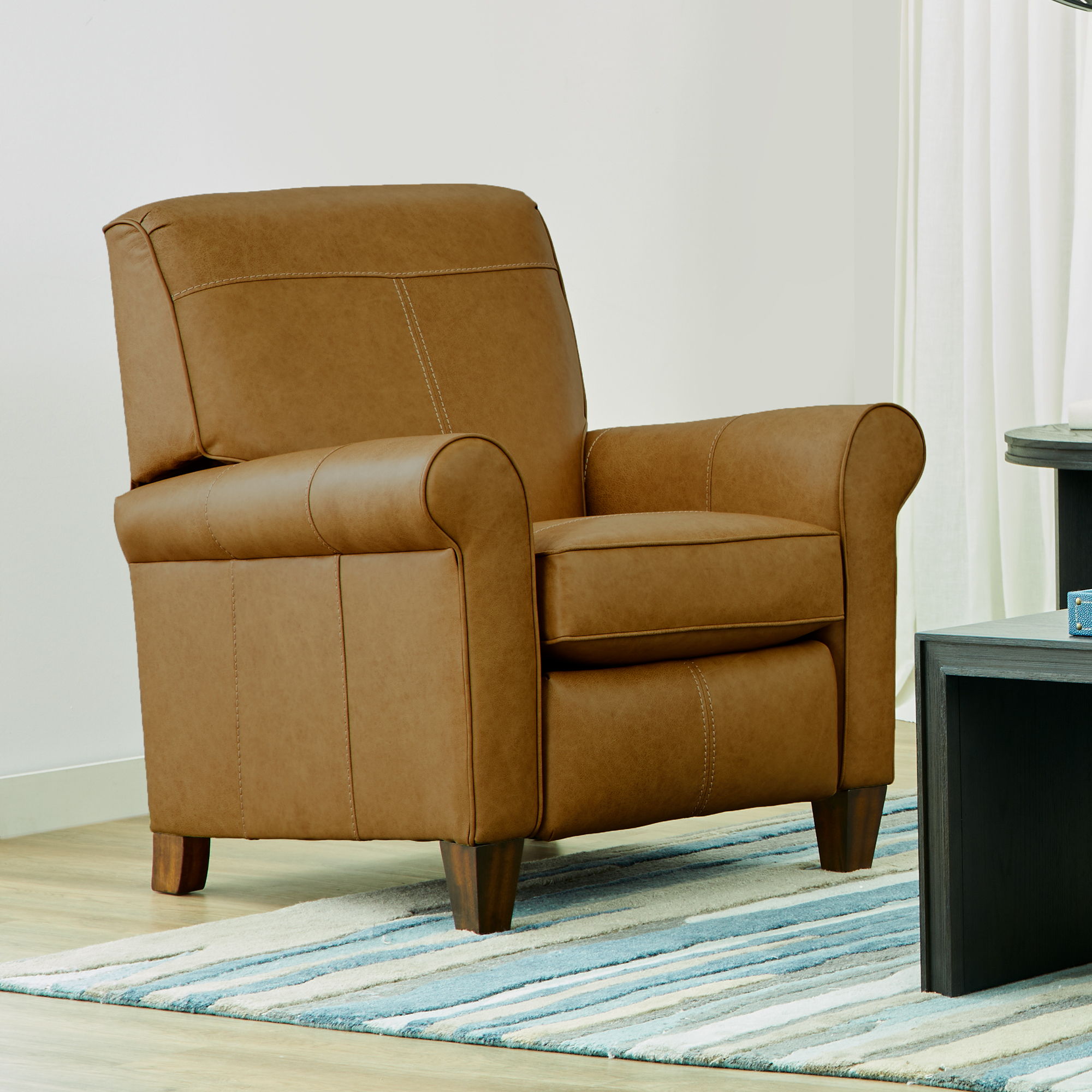 Dana - Leather High-Leg Recliner, dark gray