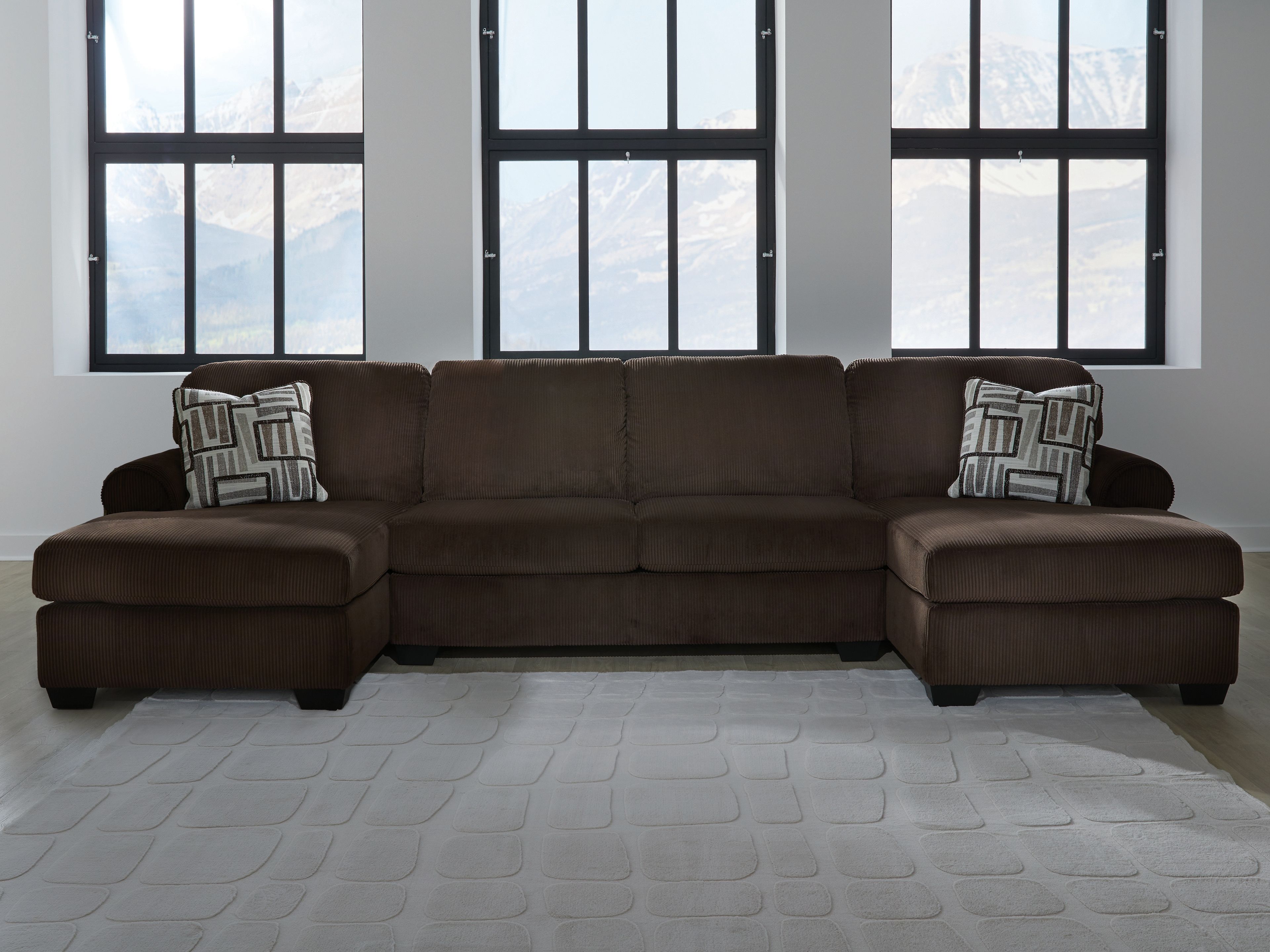 Ashley Furniture Kimlee - 3-Piece Sectional With Double Chaise - Chocolate - Image 3