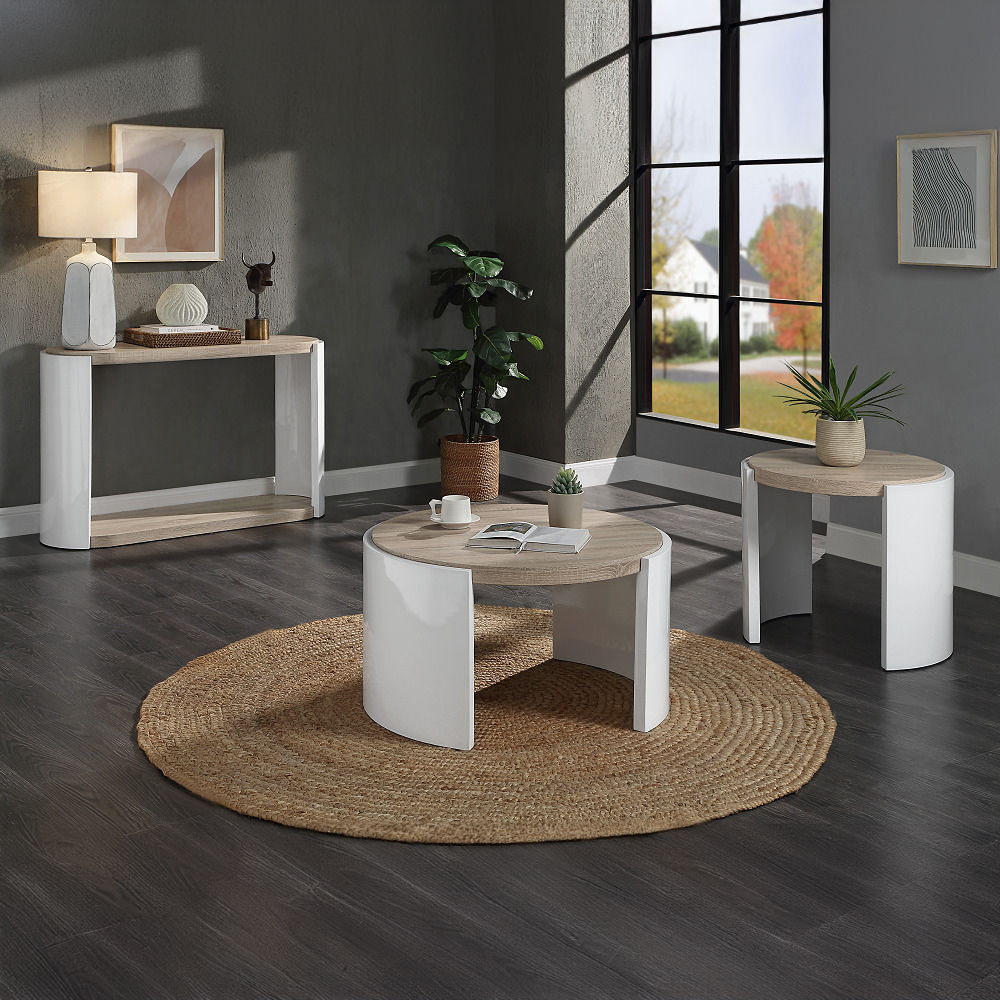 Zoma - End Table - Oak & White High Gloss, white, view 4