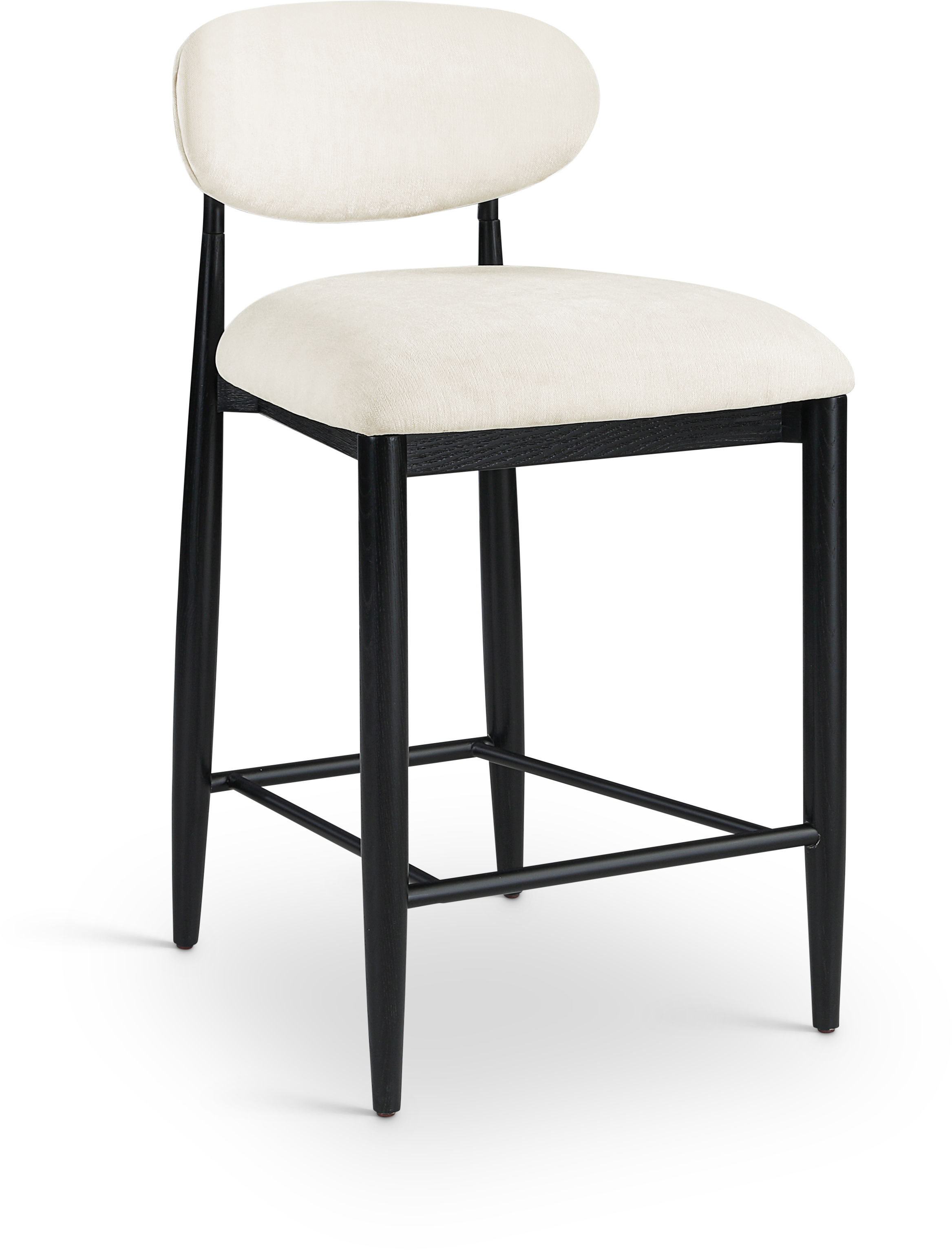 Riccio - Upholstered Stool With Black Legs - Cream