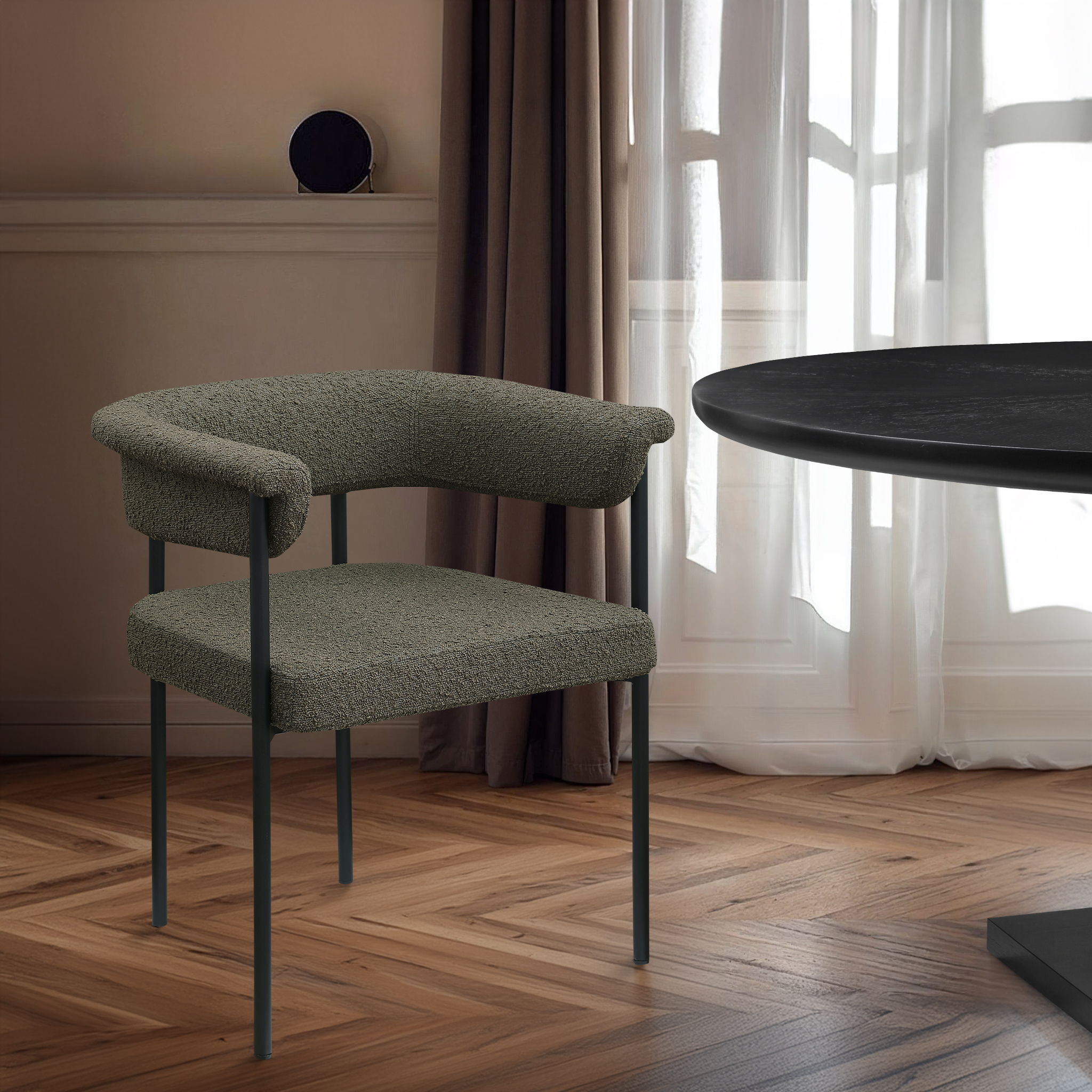 Malin - Boucle Dining Chair (Set of 2) - Olive