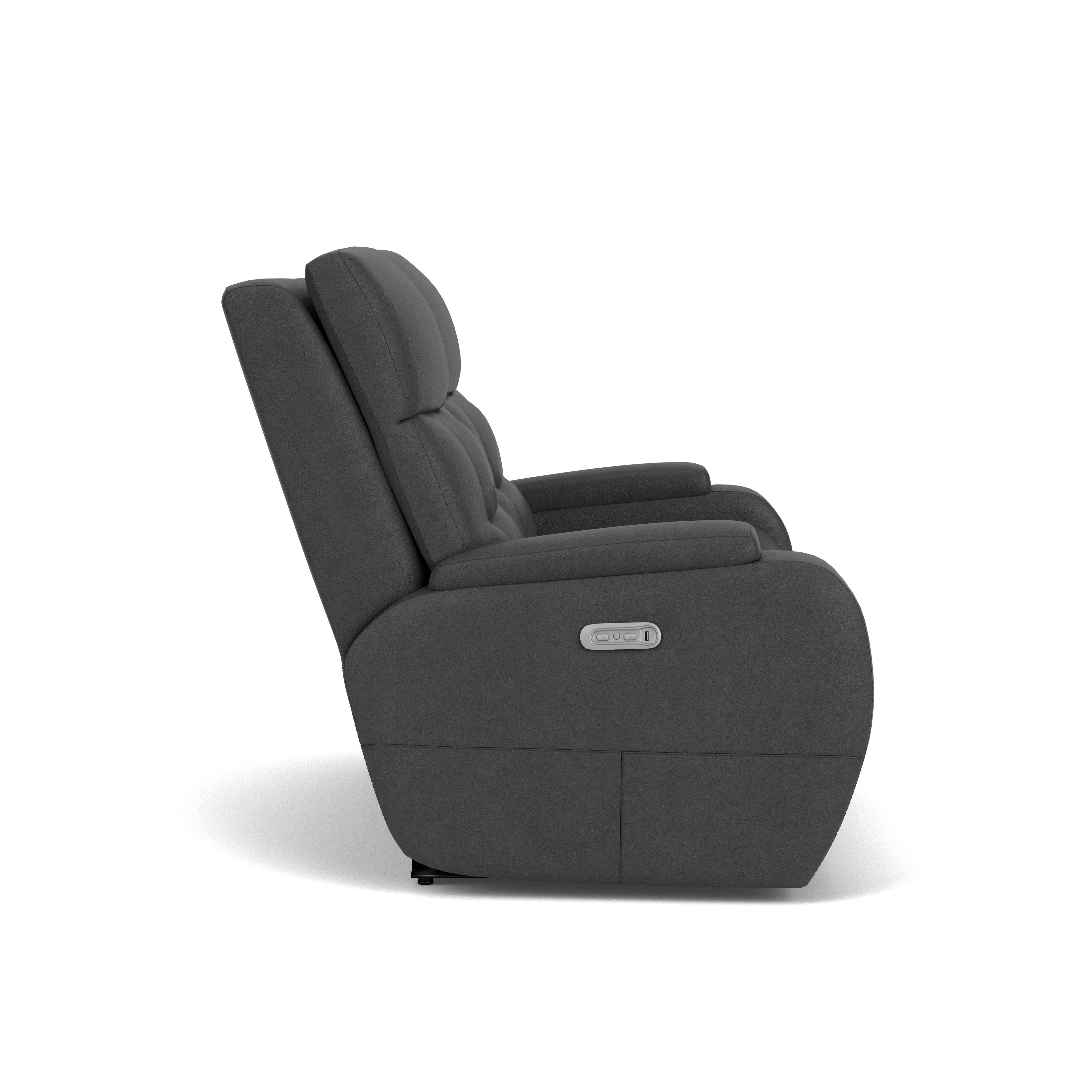 Strait - Leather Power Reclining Loveseat With Power Headrests, white, view 6