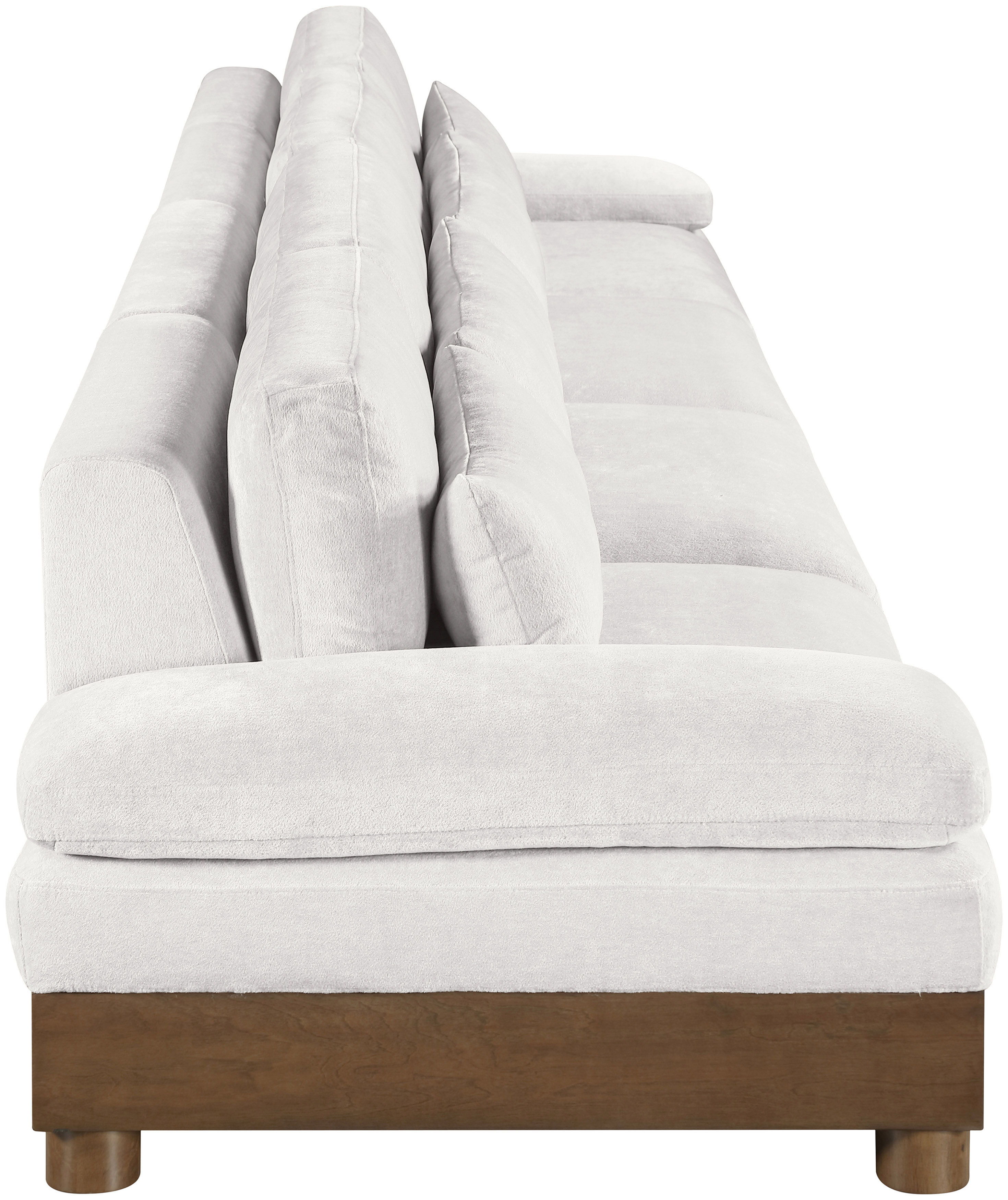 Turin - 175.5" Chenille Fabric Upholstered 4 Piece Modular Sofa - Cream / Brown Walnut