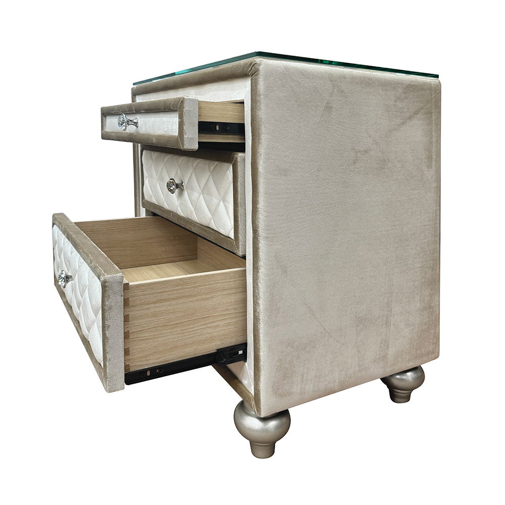 Lucienne - Nightstand - Beige Velvet, beige, view 5