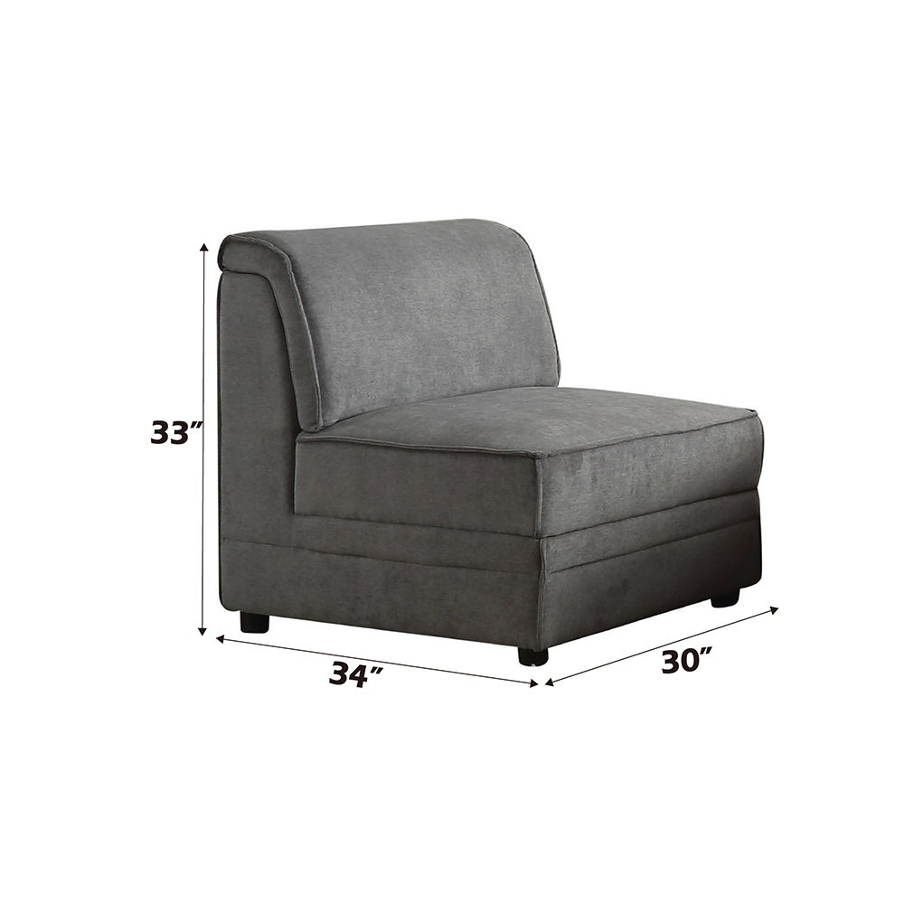 Bois - Modular Armless Chair - Gray Velvet, dark gray, view 2