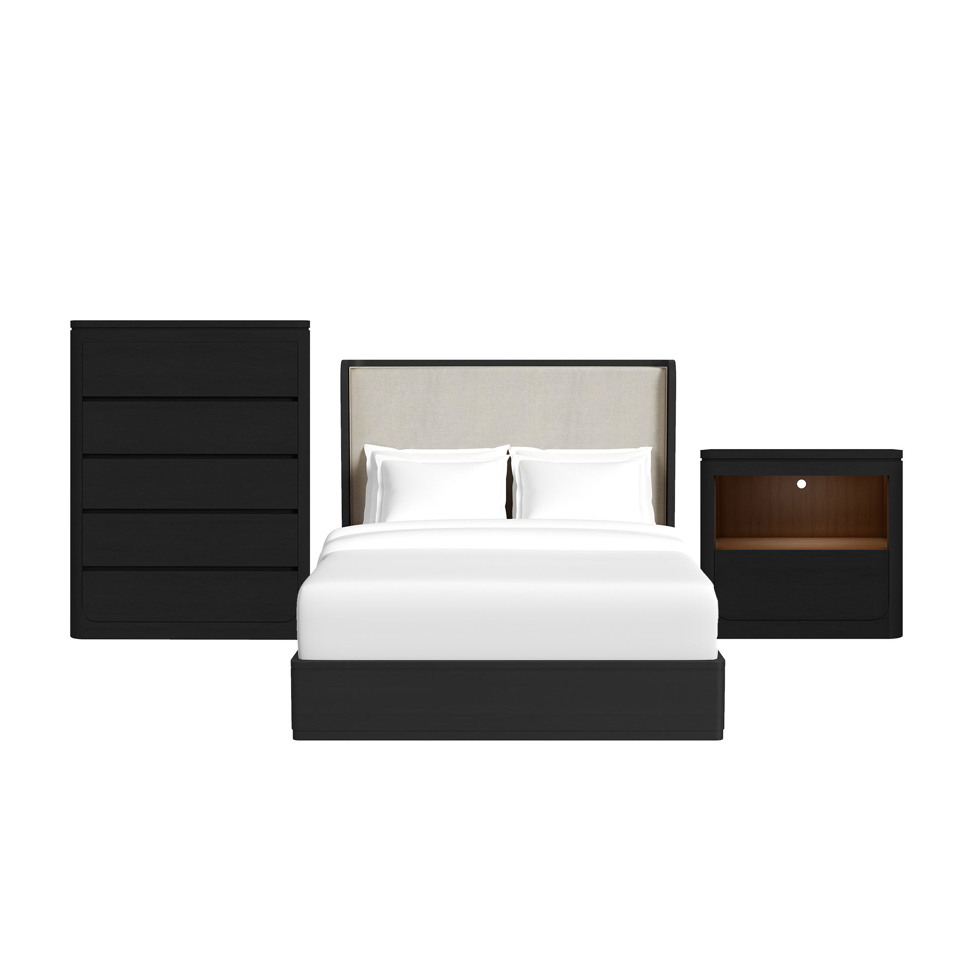 Rosalie - Queen Upholstered 3 Piece Bedroom Set - Black
