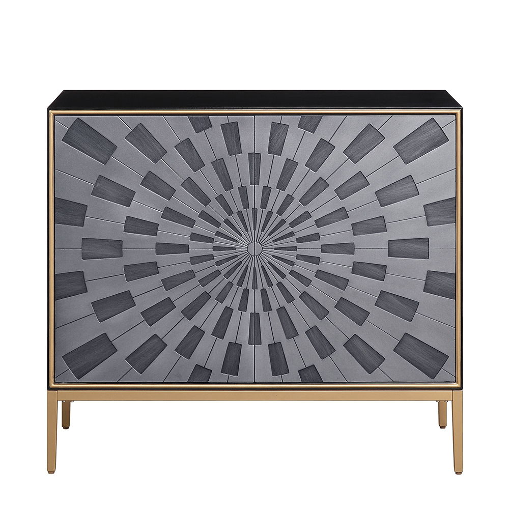 Quilla - Console Cabinet - Black, Gray & Brass, dark gray, view 5
