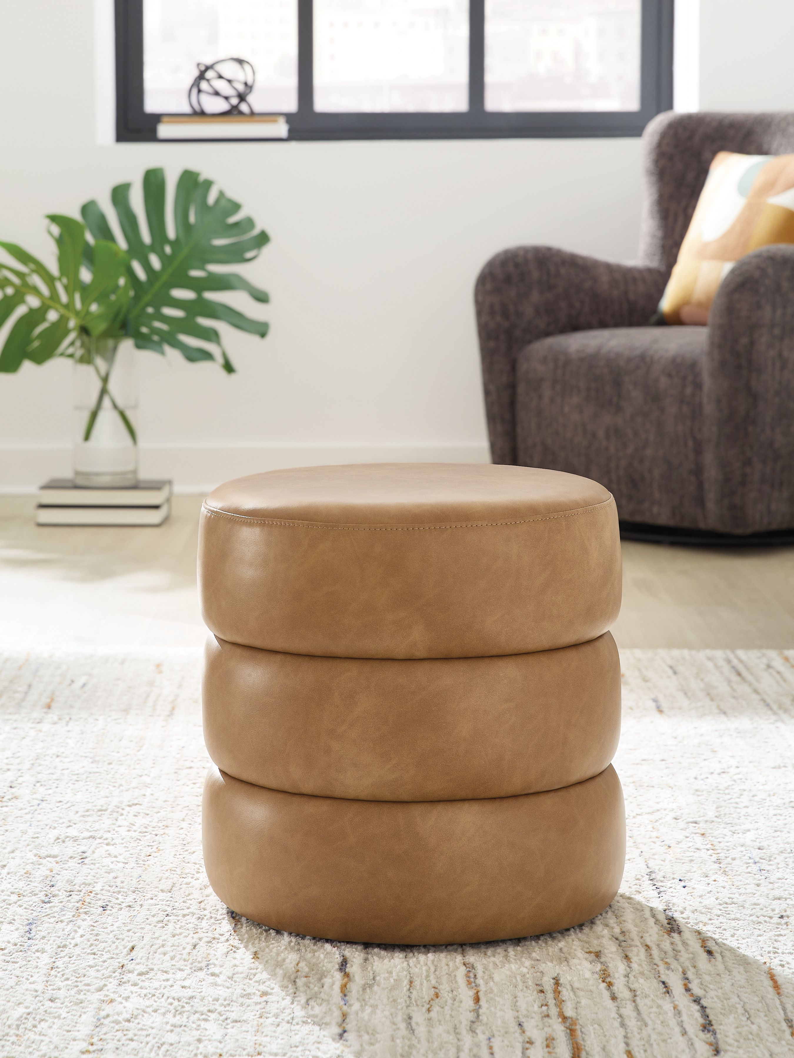 Ummi - Swivel Accent Ottoman - Caramel