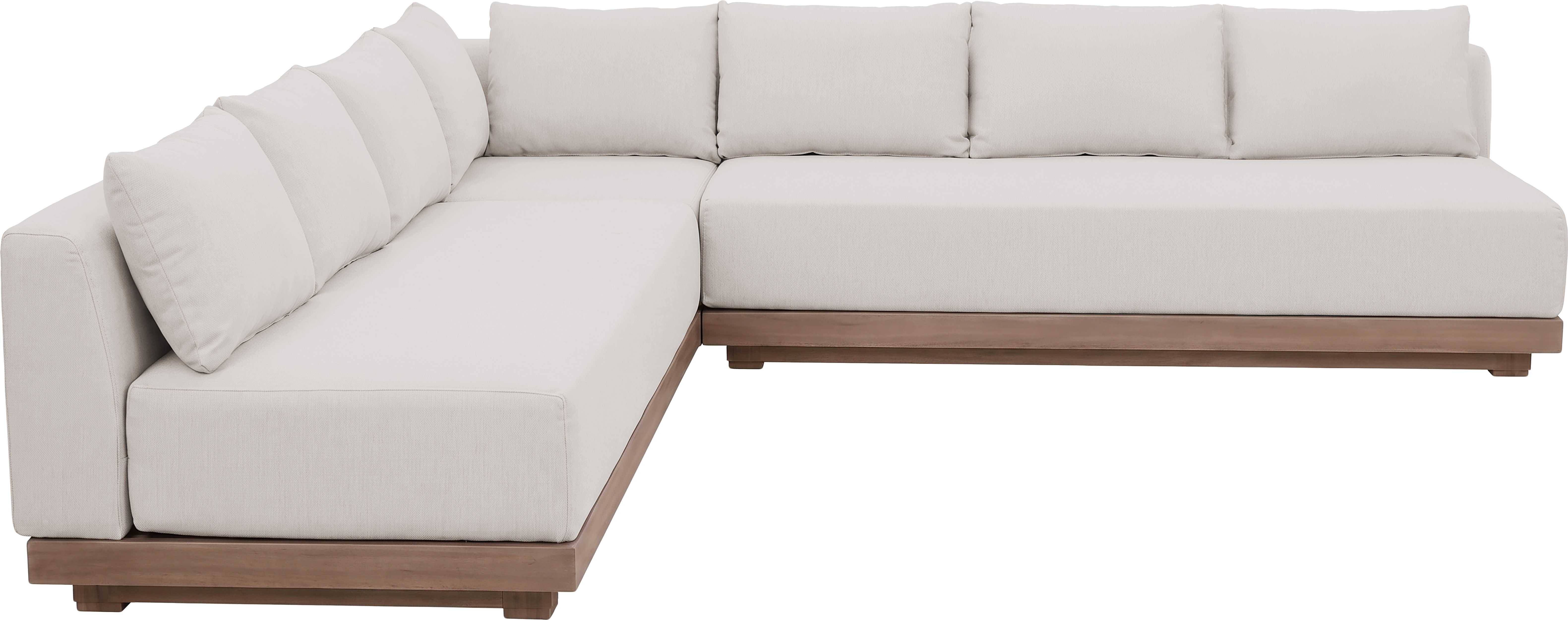 Solace - Olefin Performance Fabric 3 Piece Outdoor Patio Modular Sectional (2 Sofas & Corner Chair)- Cream