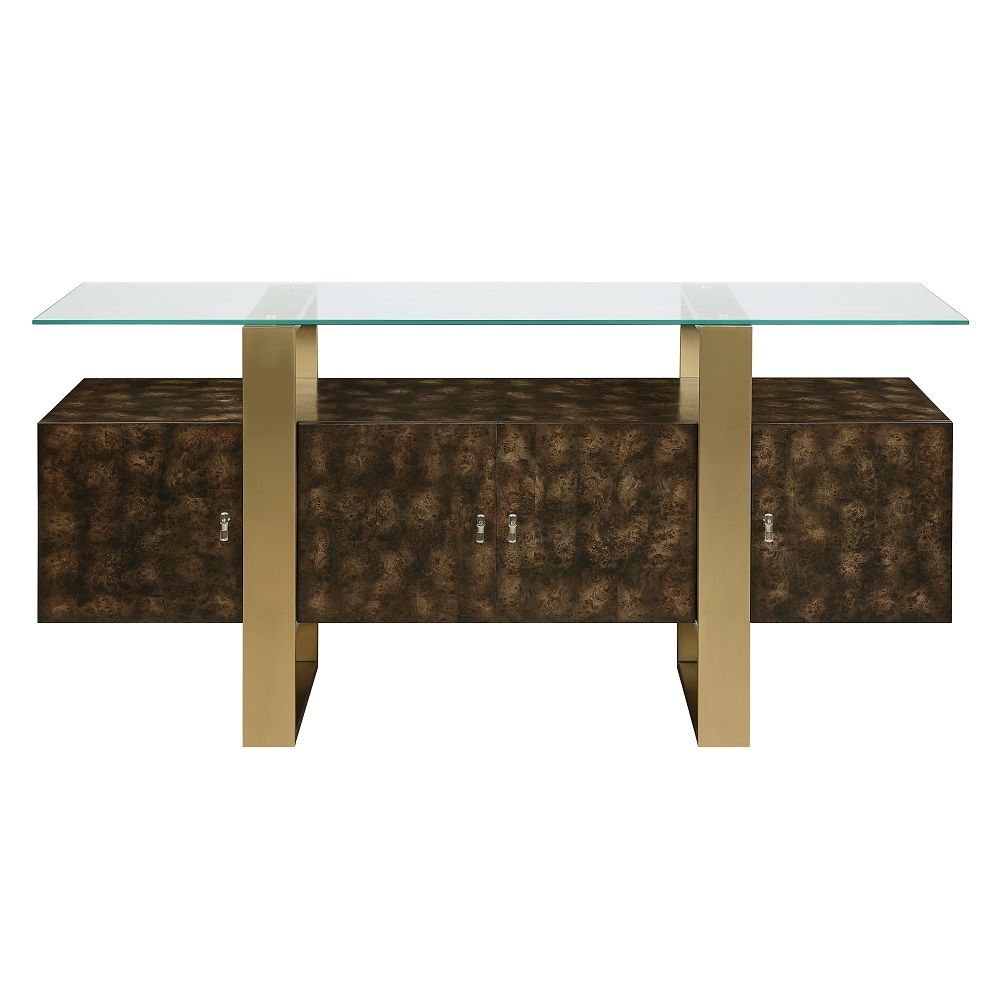 Mabyn - Console Cabinet - Brass & Antique Brown, dark brown, view 3